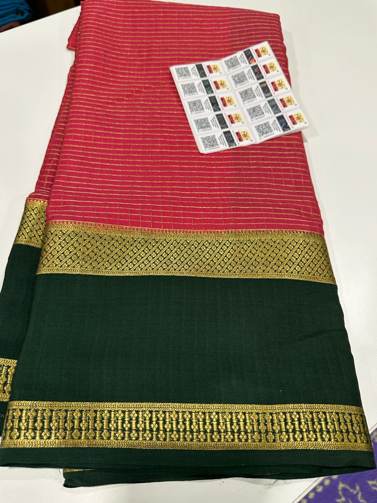 Pure Mysore Silk Checked Saree