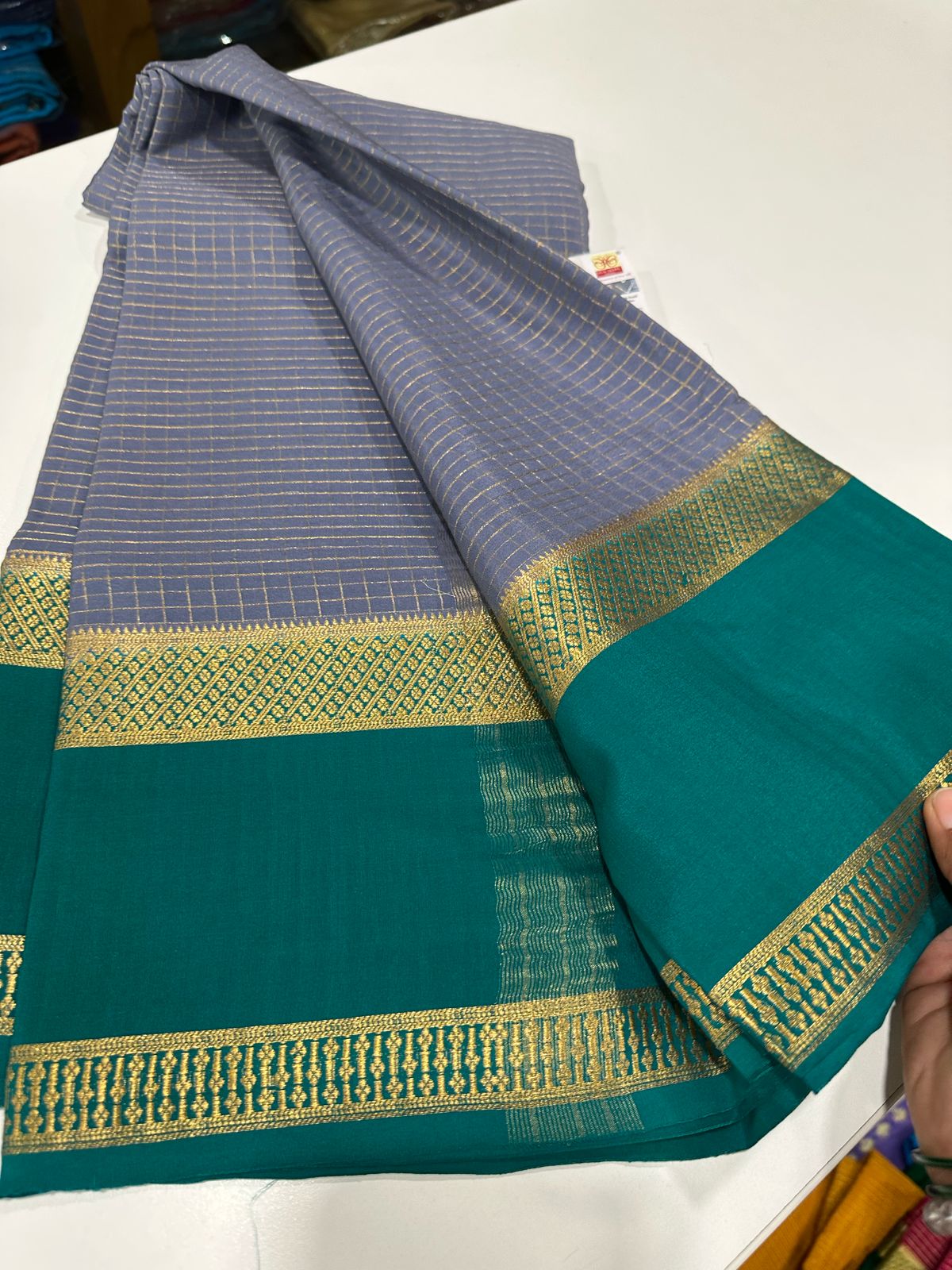Pure Mysore Silk Checked Saree