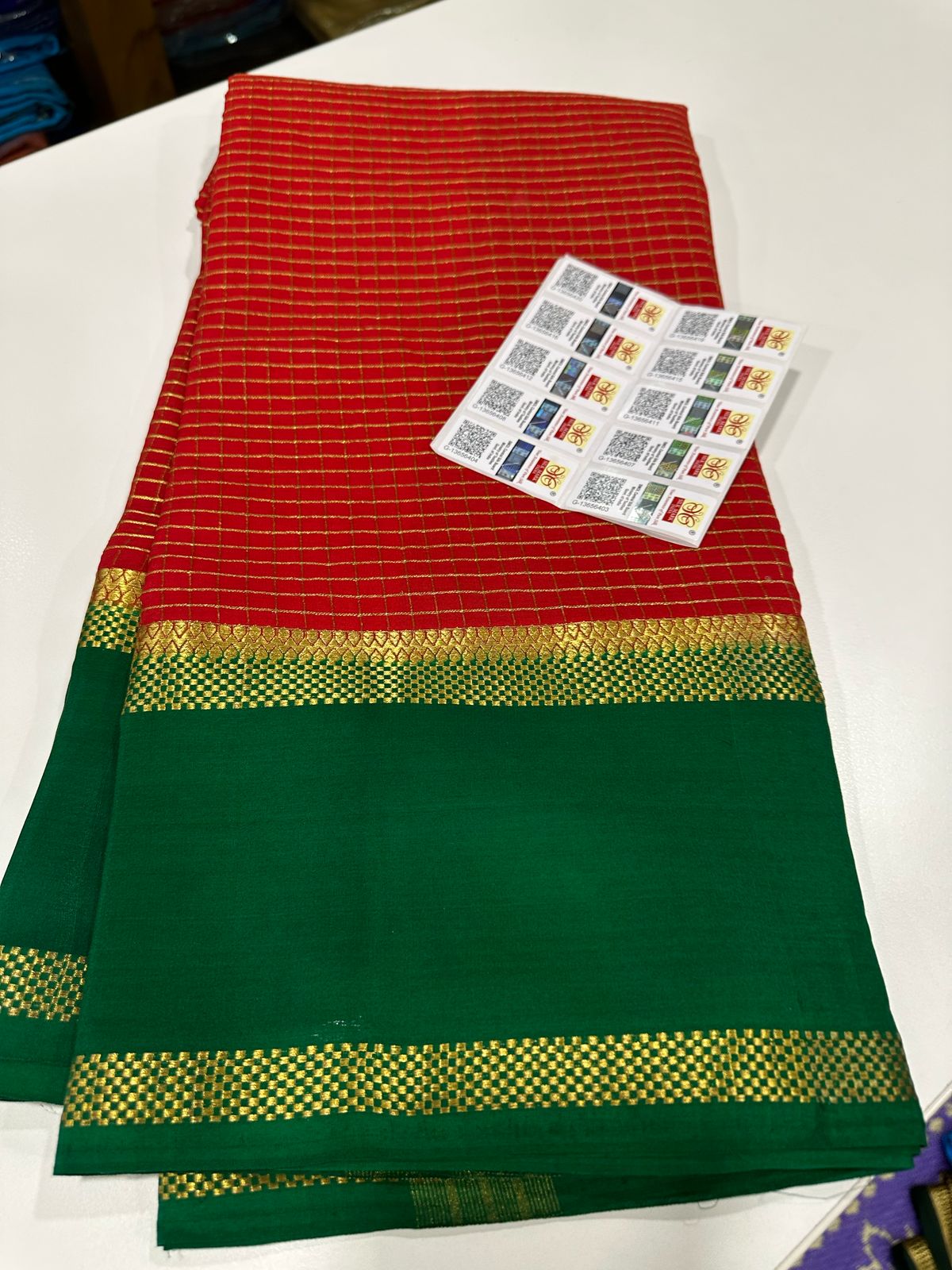 Pure Mysore Silk Checked Saree
