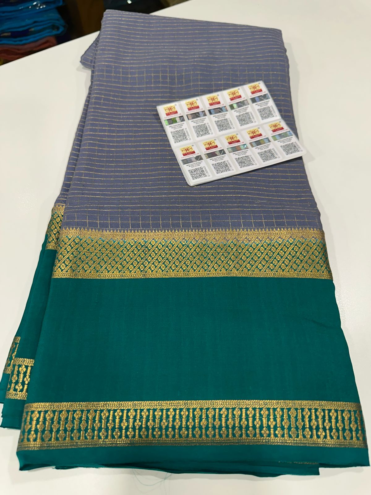 Pure Mysore Silk Checked Saree