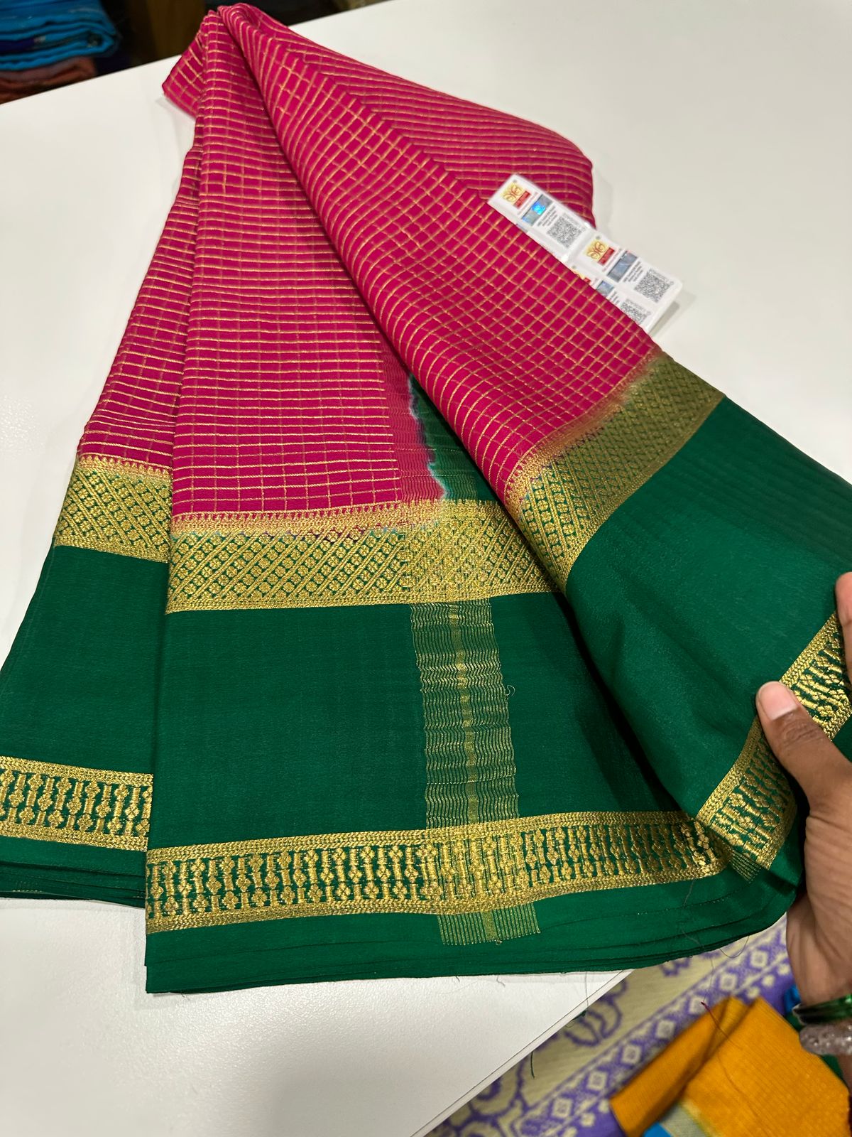 Pure Mysore Silk Checked Saree