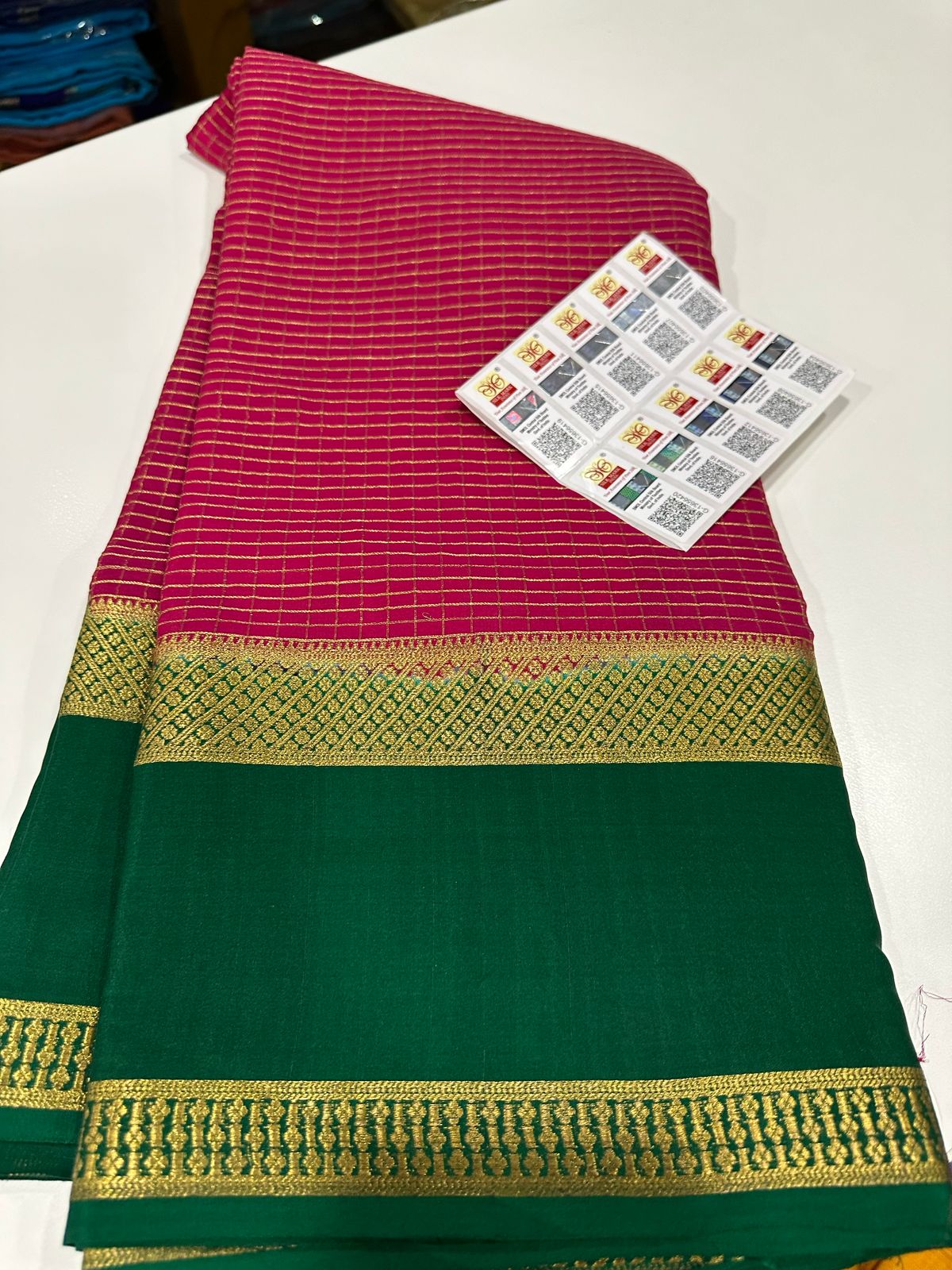 Pure Mysore Silk Checked Saree
