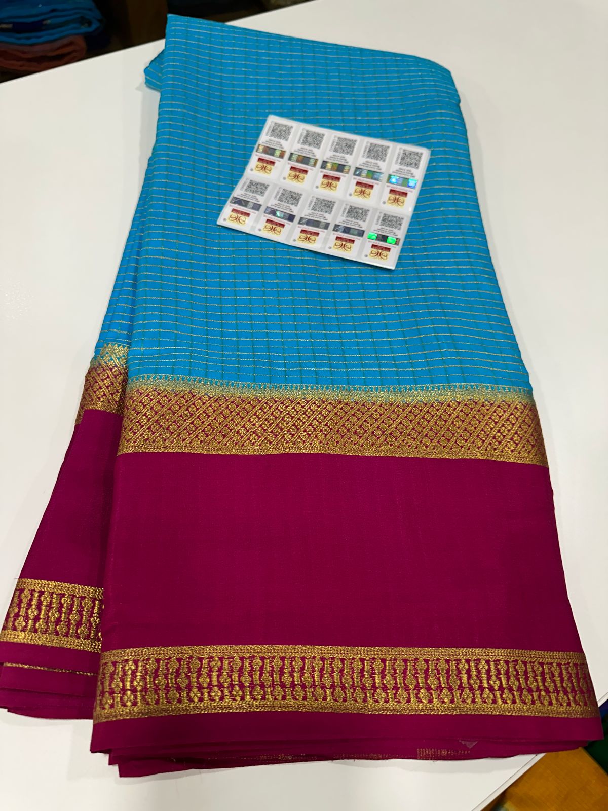 Pure Mysore Silk Checked Saree