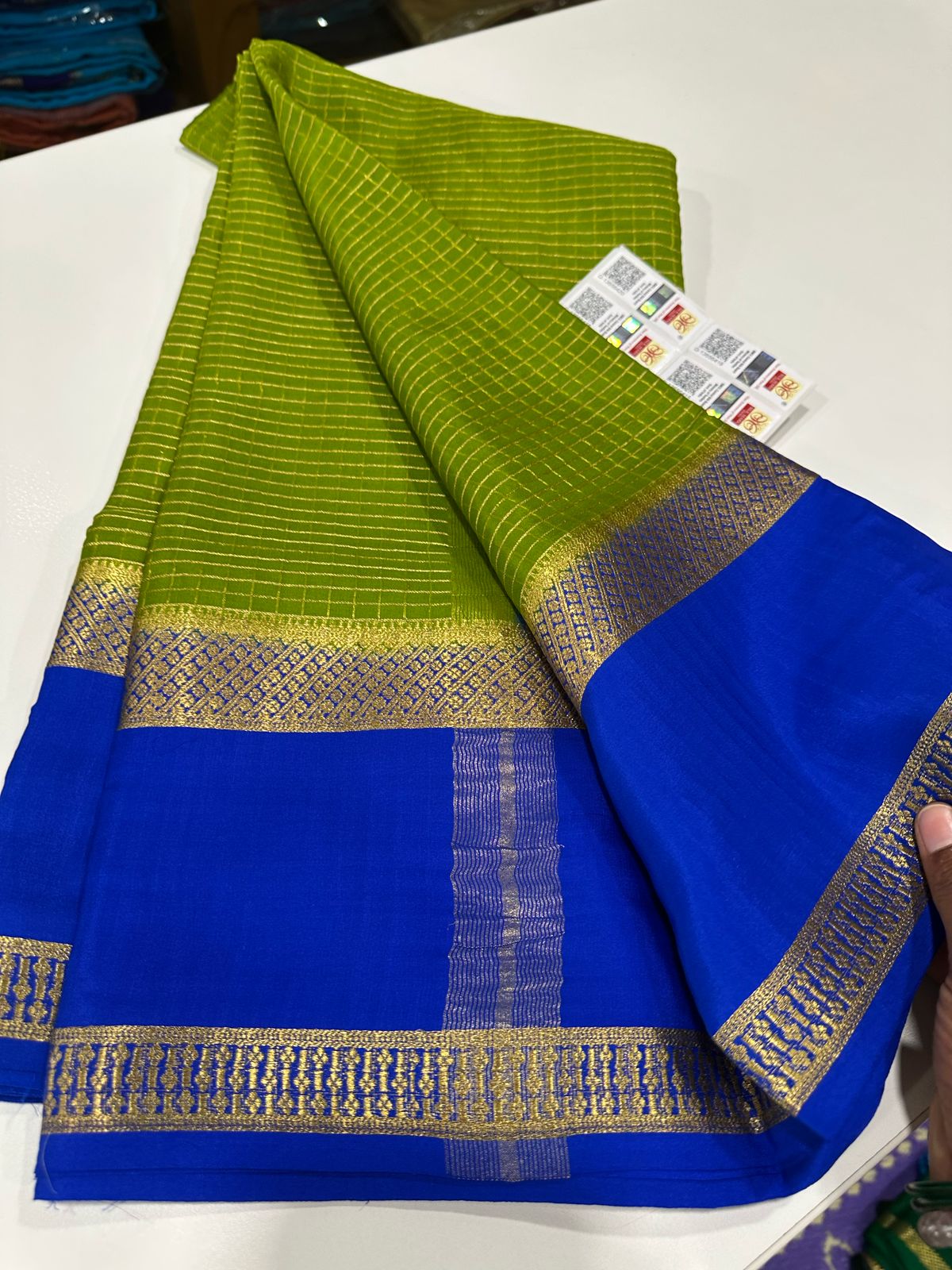 Pure Mysore Silk Checked Saree