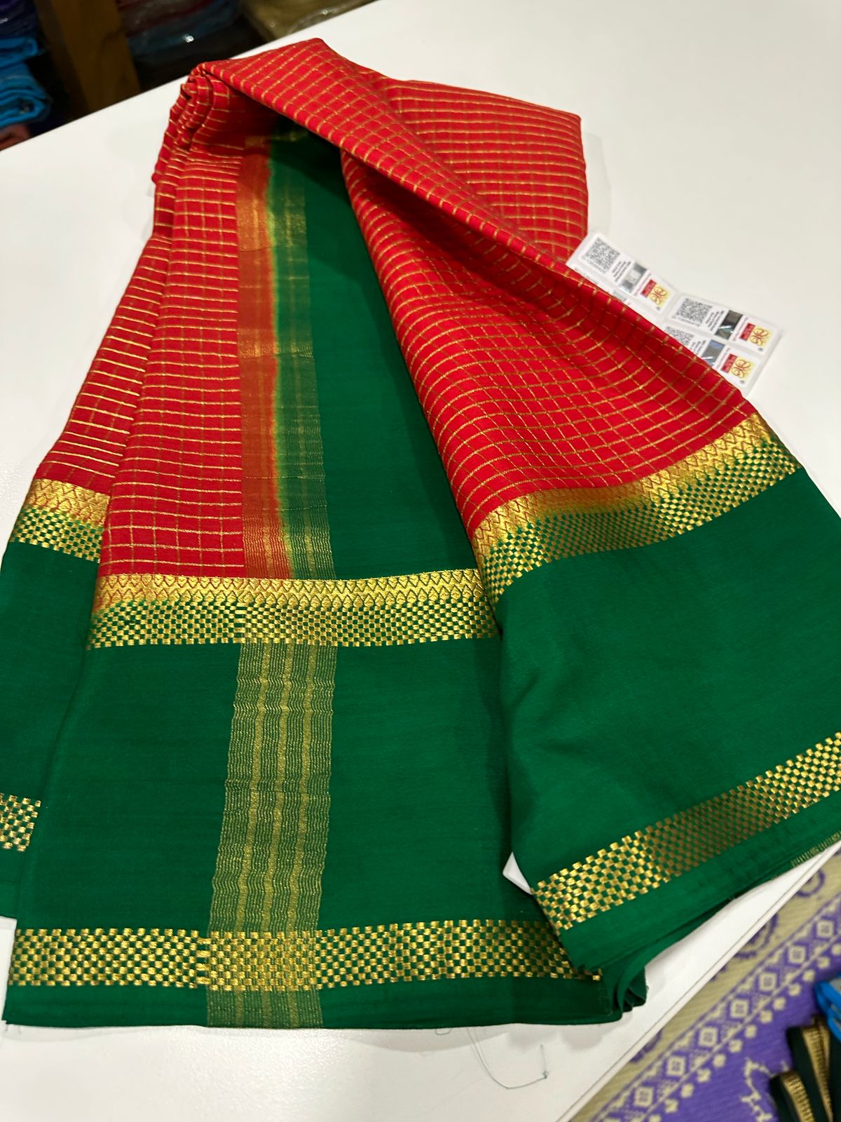 Pure Mysore Silk Checked Saree