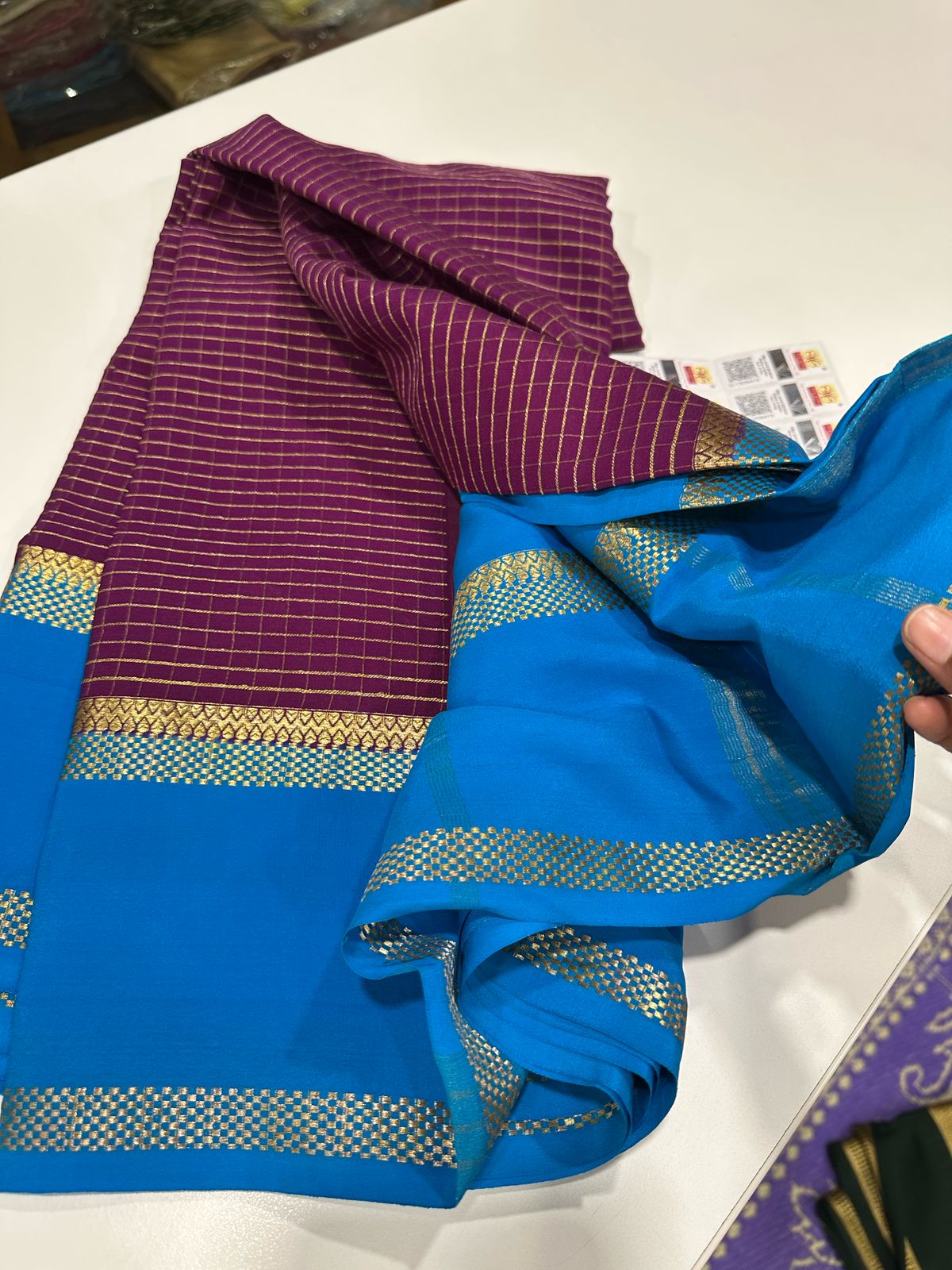 Pure Mysore Silk Checked Saree