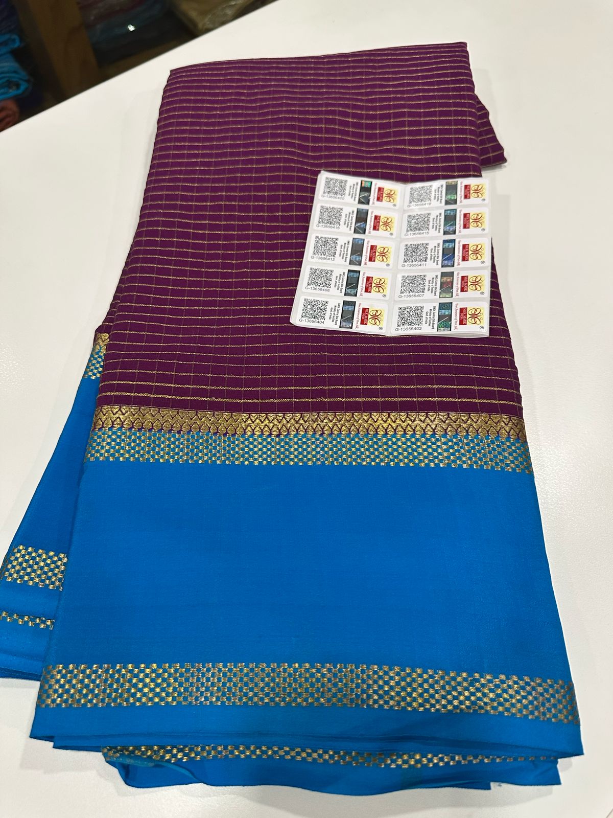 Pure Mysore Silk Checked Saree