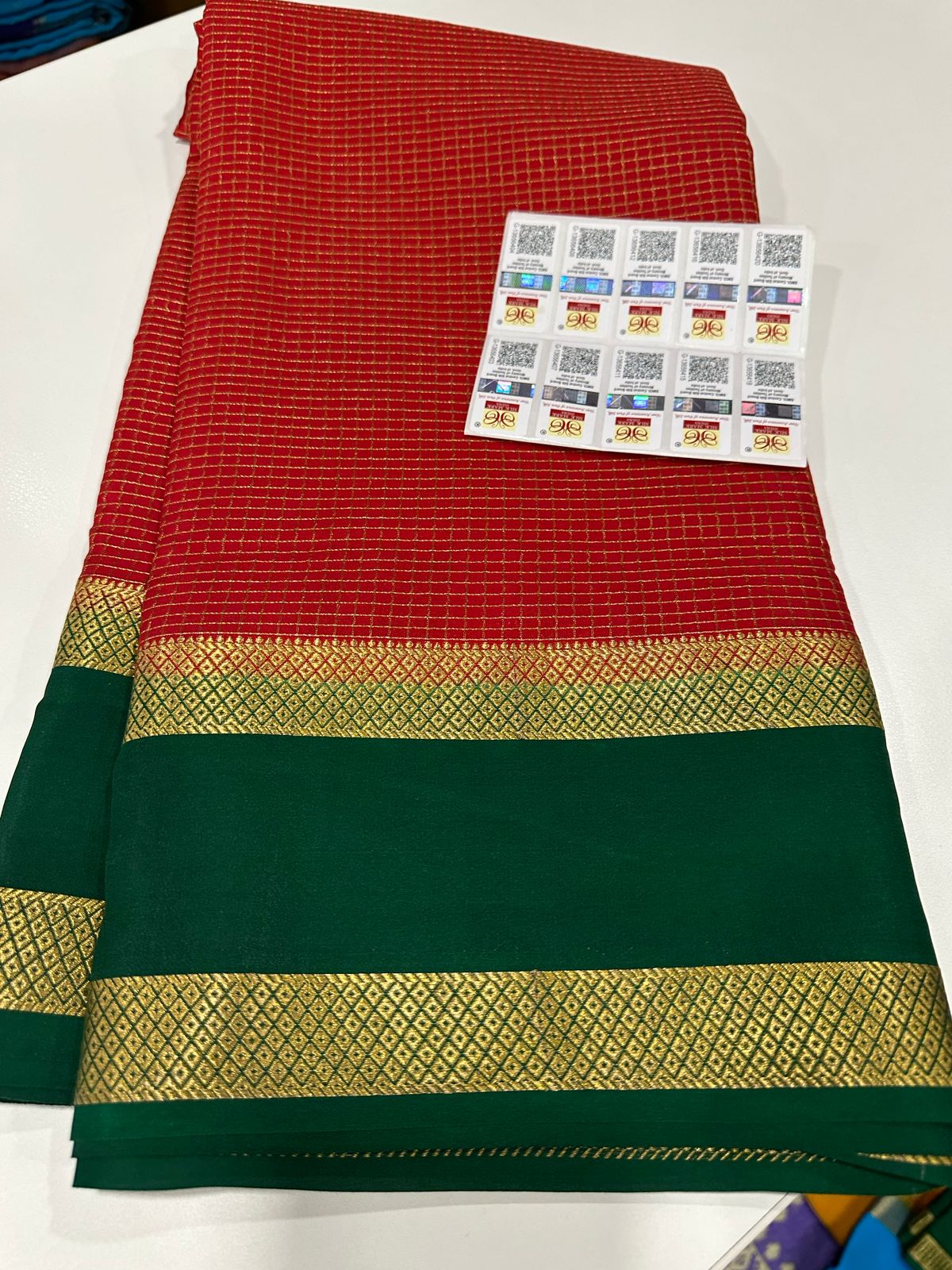 Pure Mysore Silk Checked Saree