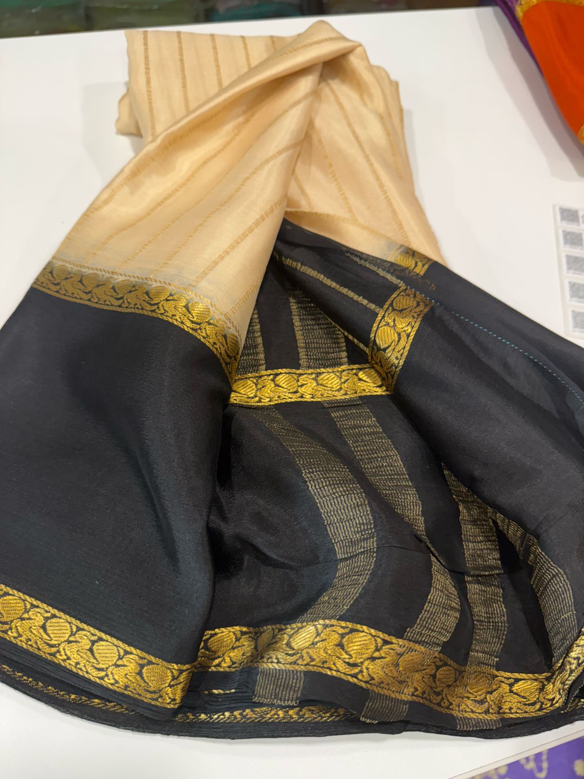 Pure Mysore Silk Half Inch Checked Saree