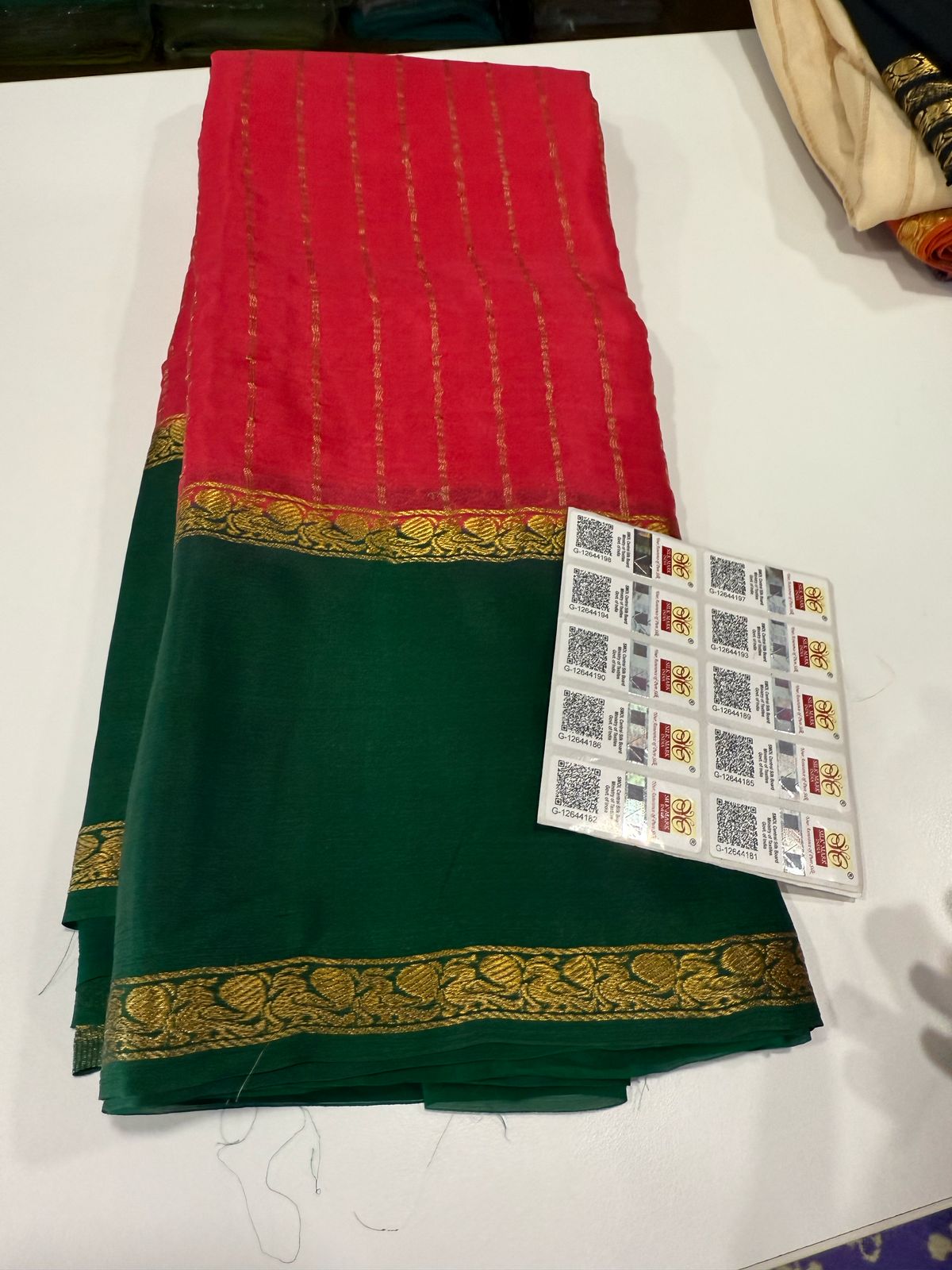 Pure Mysore Silk Half Inch Checked Saree
