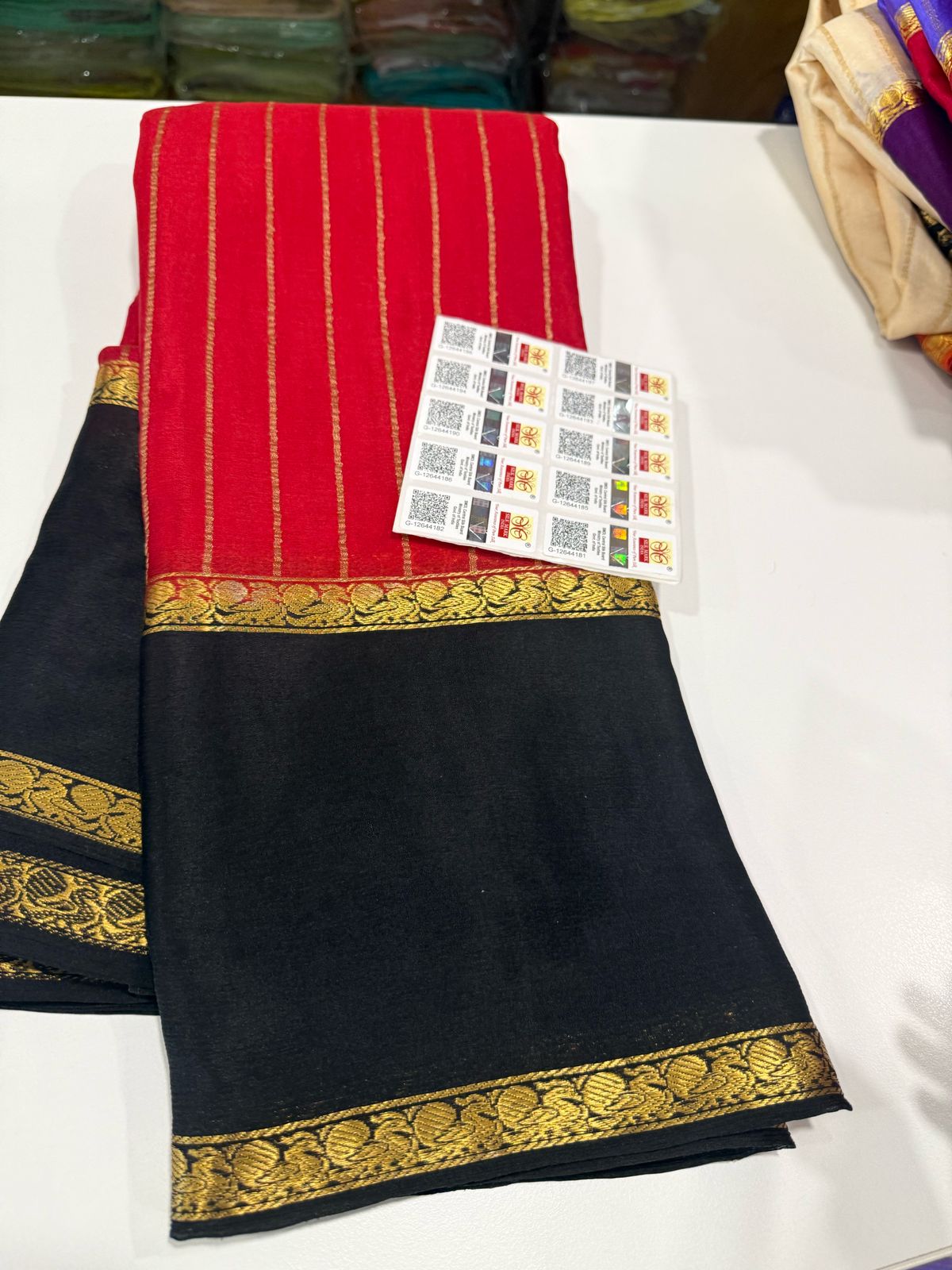 Pure Mysore Silk Half Inch Checked Saree