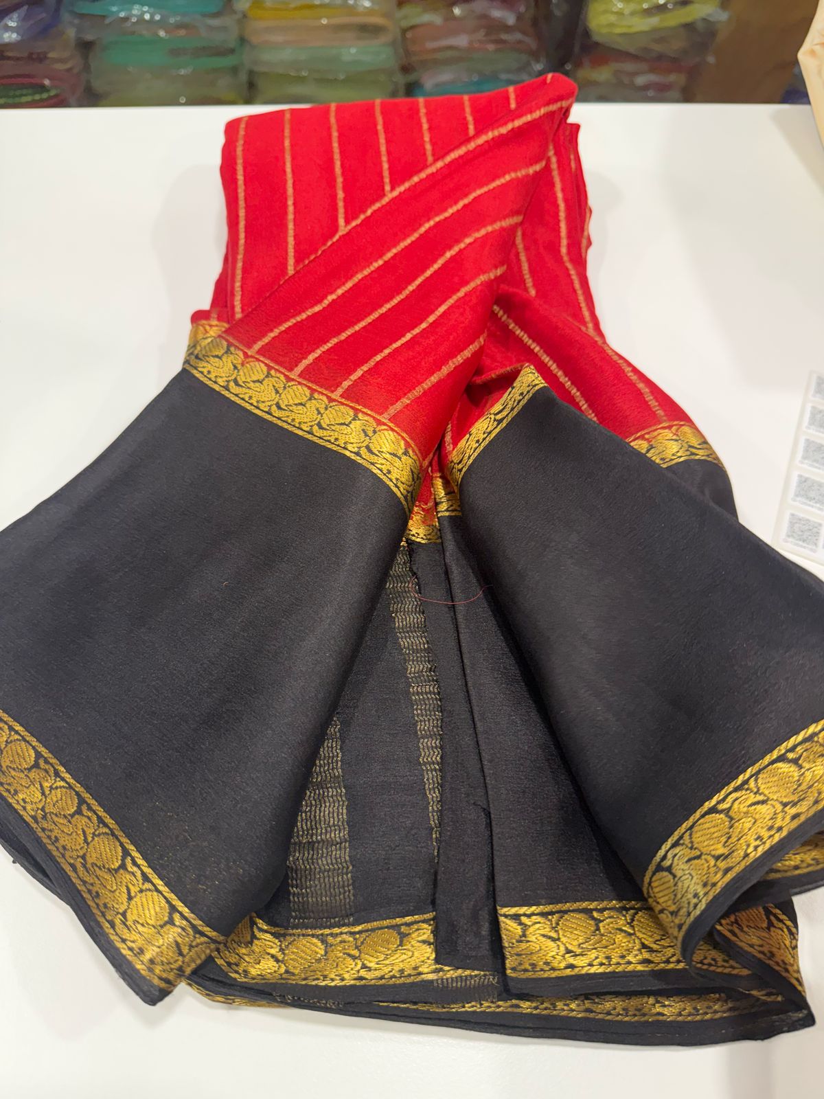 Pure Mysore Silk Half Inch Checked Saree