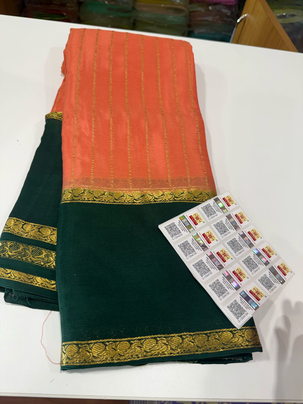 Pure Mysore Silk Half Inch Checked Saree