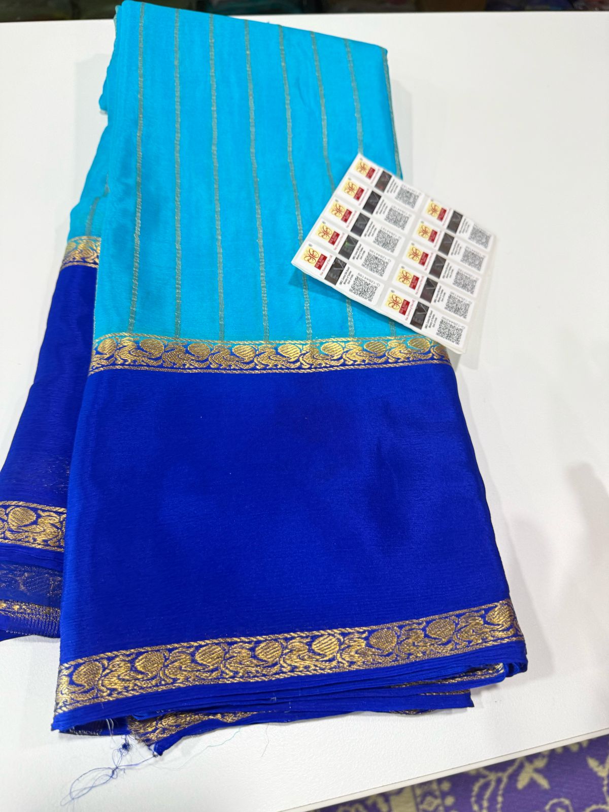 Pure Mysore Silk Half Inch Checked Saree