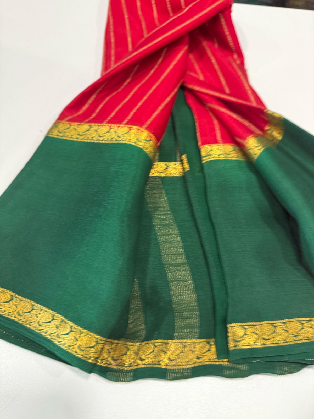 Pure Mysore Silk Half Inch Checked Saree