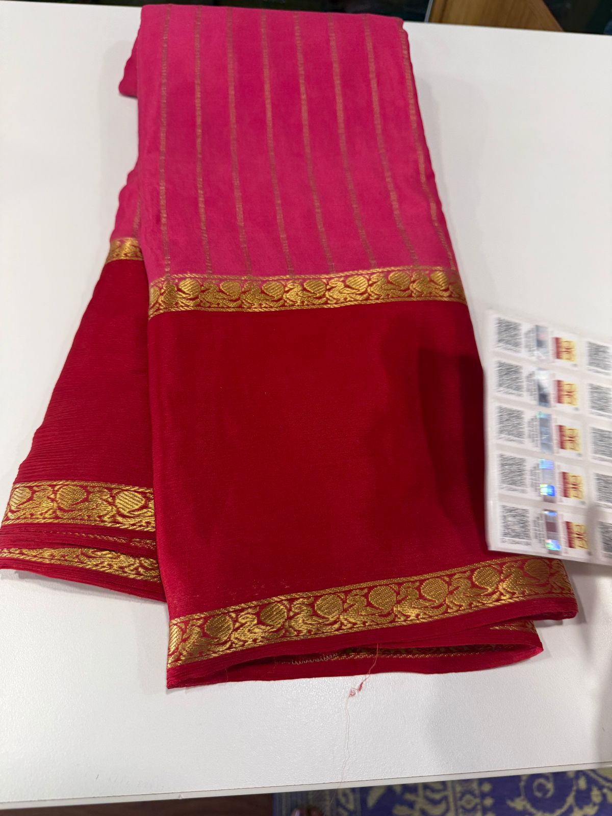 Pure Mysore Silk Half Inch Checked Saree