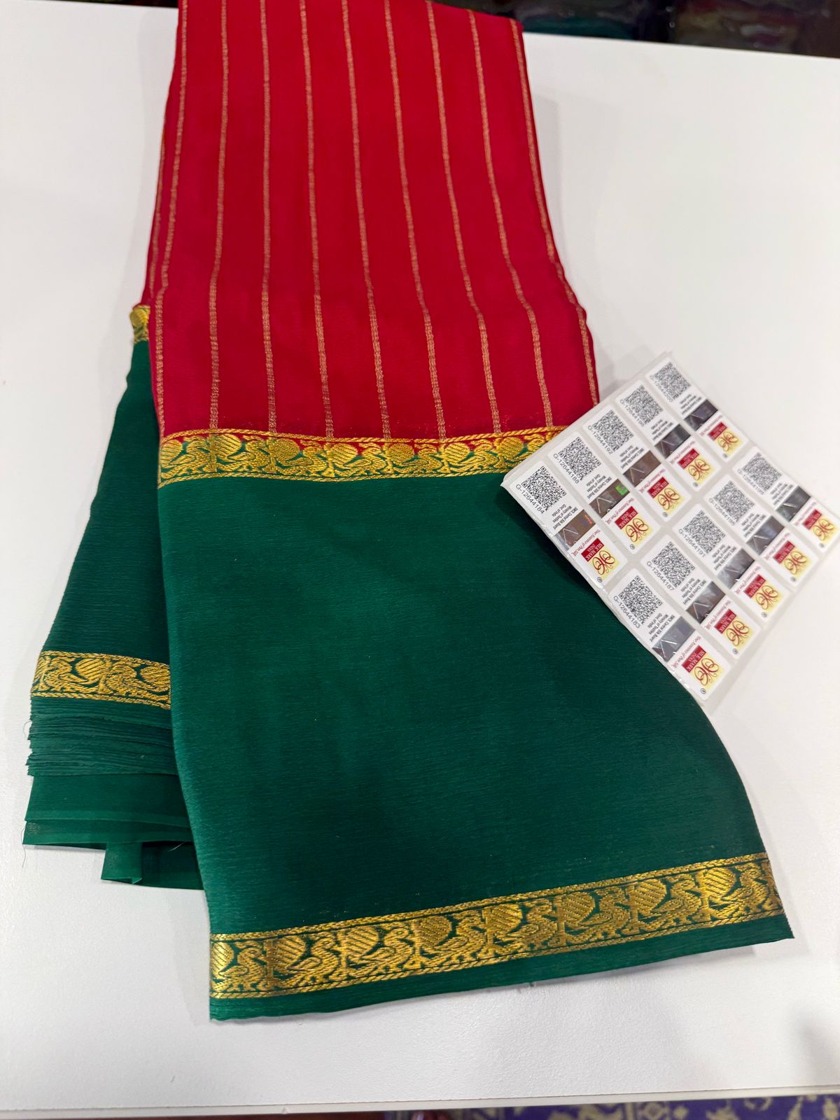 Pure Mysore Silk Half Inch Checked Saree