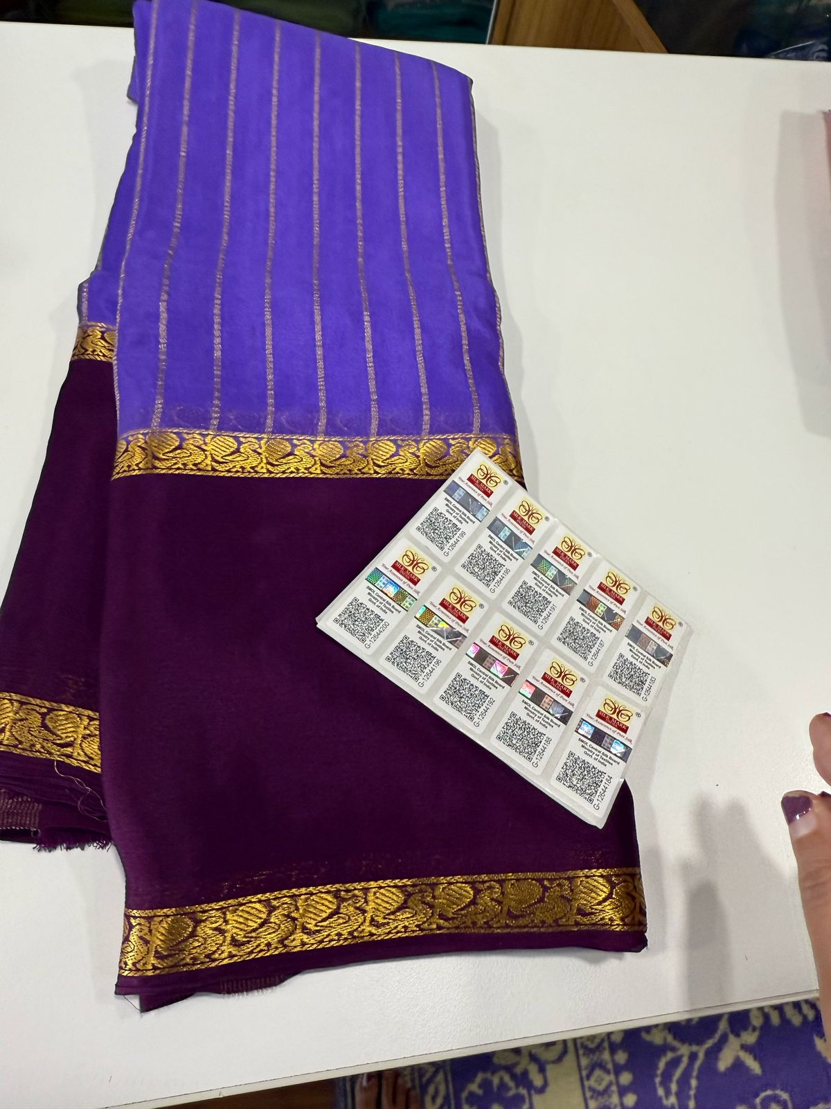 Pure Mysore Silk Half Inch Checked Saree