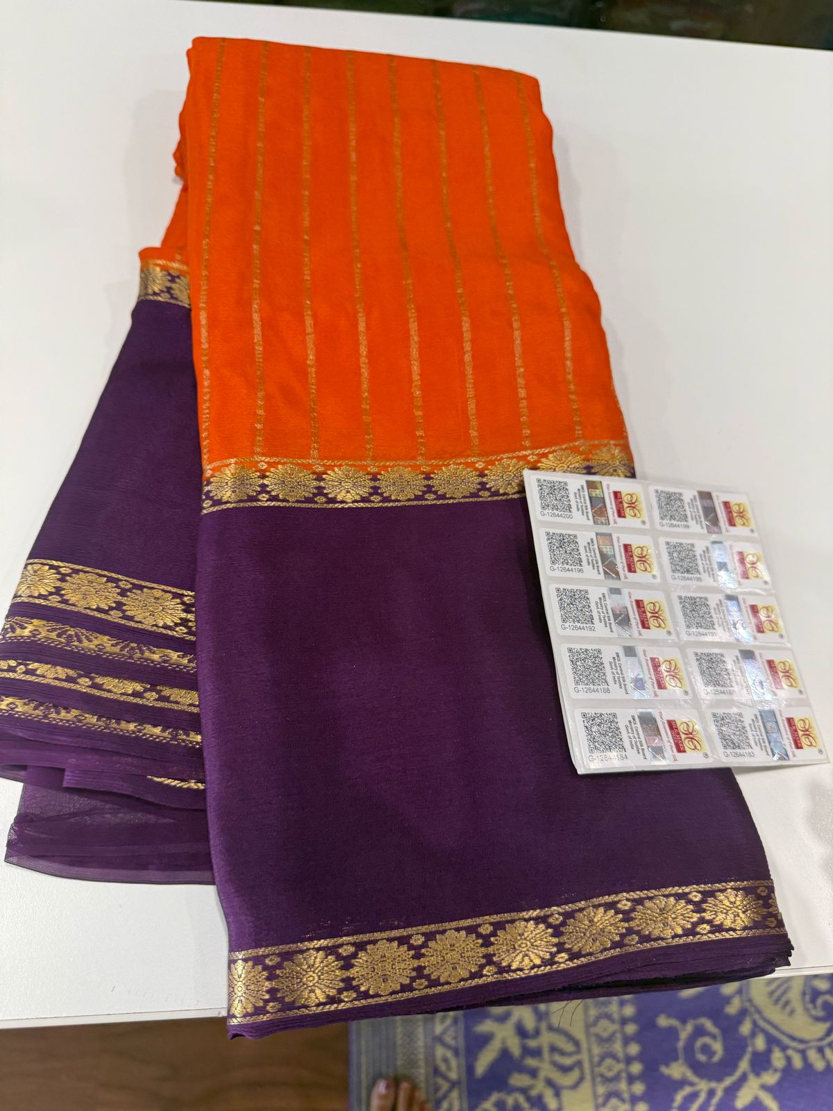 Pure Mysore Silk Half Inch Checked Saree