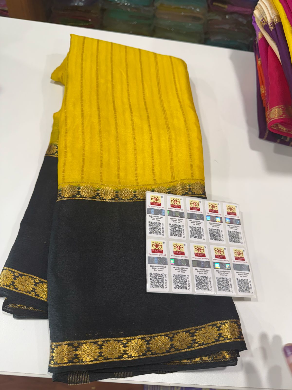 Pure Mysore Silk Half Inch Checked Saree