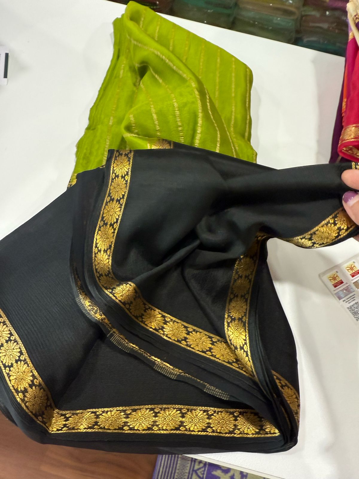 Pure Mysore Silk Half Inch Checked Saree
