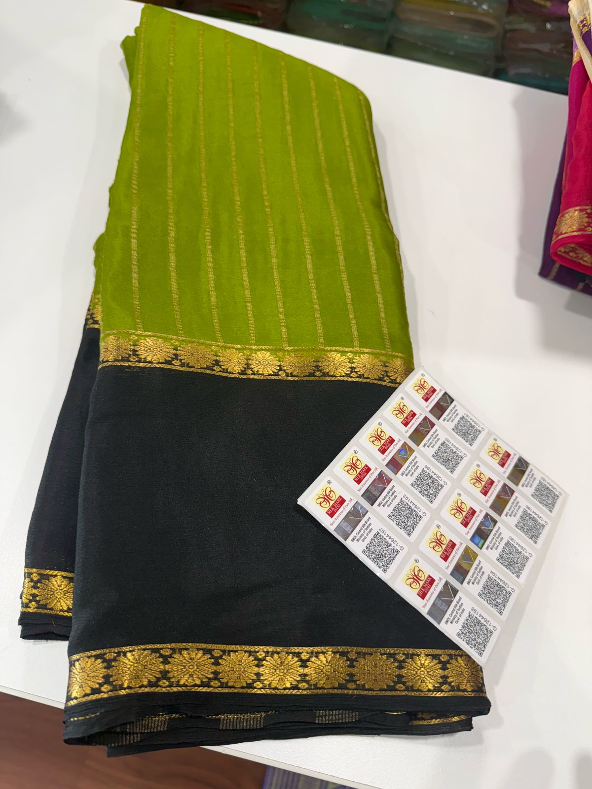 Pure Mysore Silk Half Inch Checked Saree