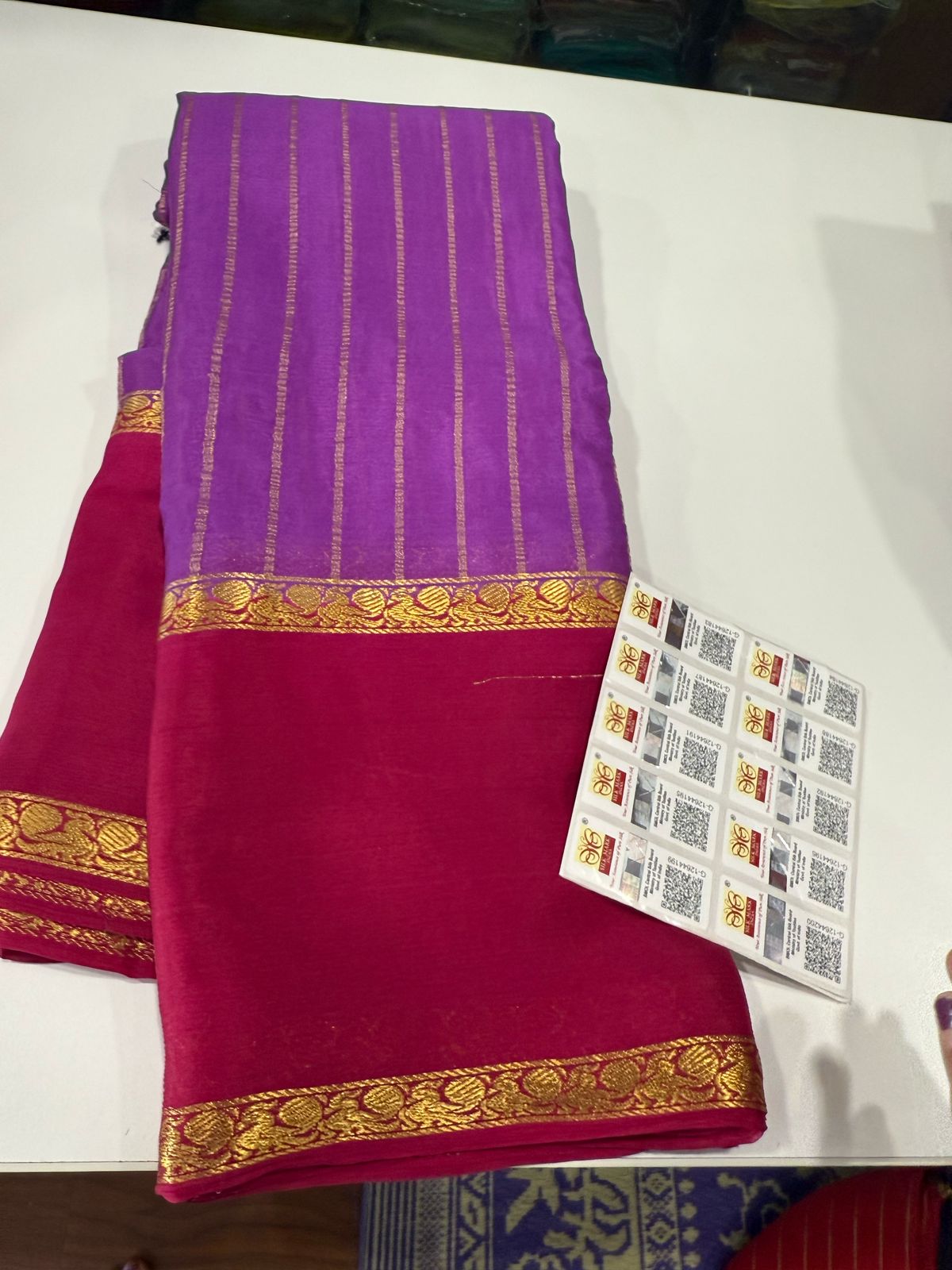 Pure Mysore Silk Half Inch Checked Saree