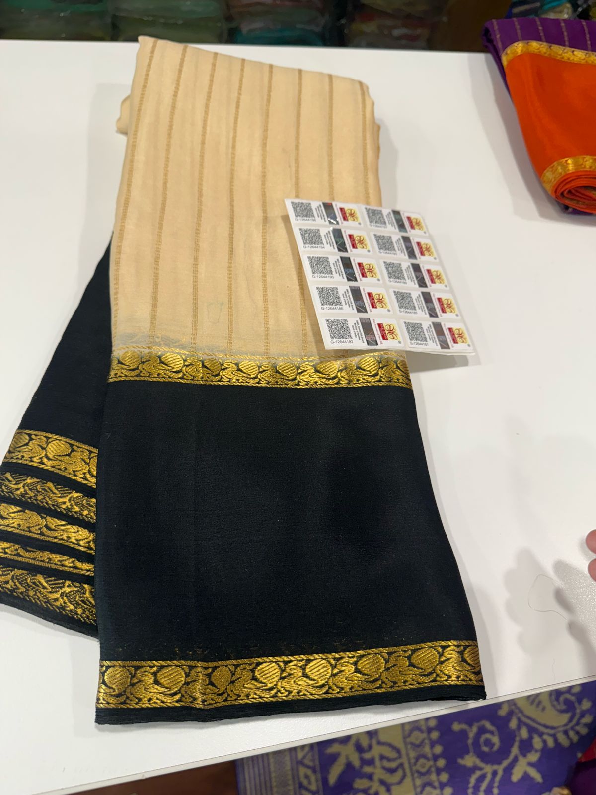 Pure Mysore Silk Half Inch Checked Saree