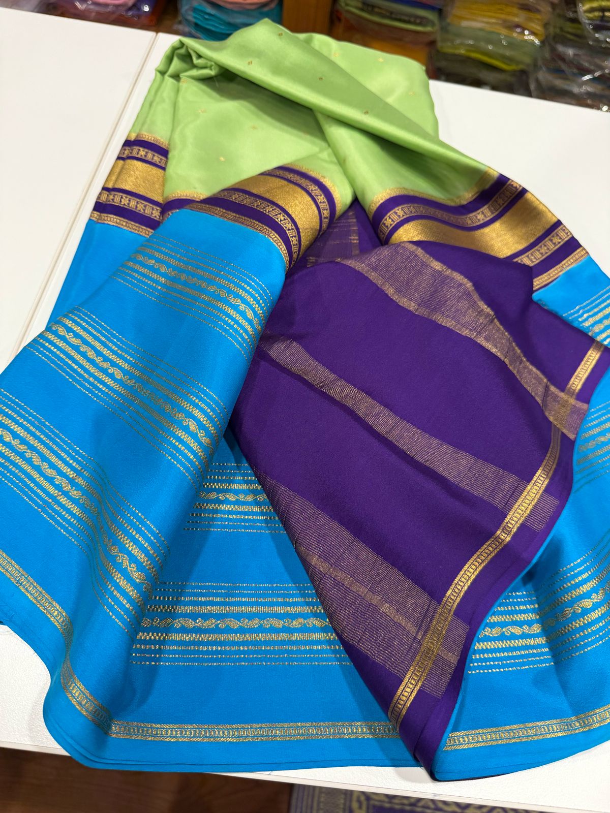 Pure Mysore Silk Zari Lined Saree