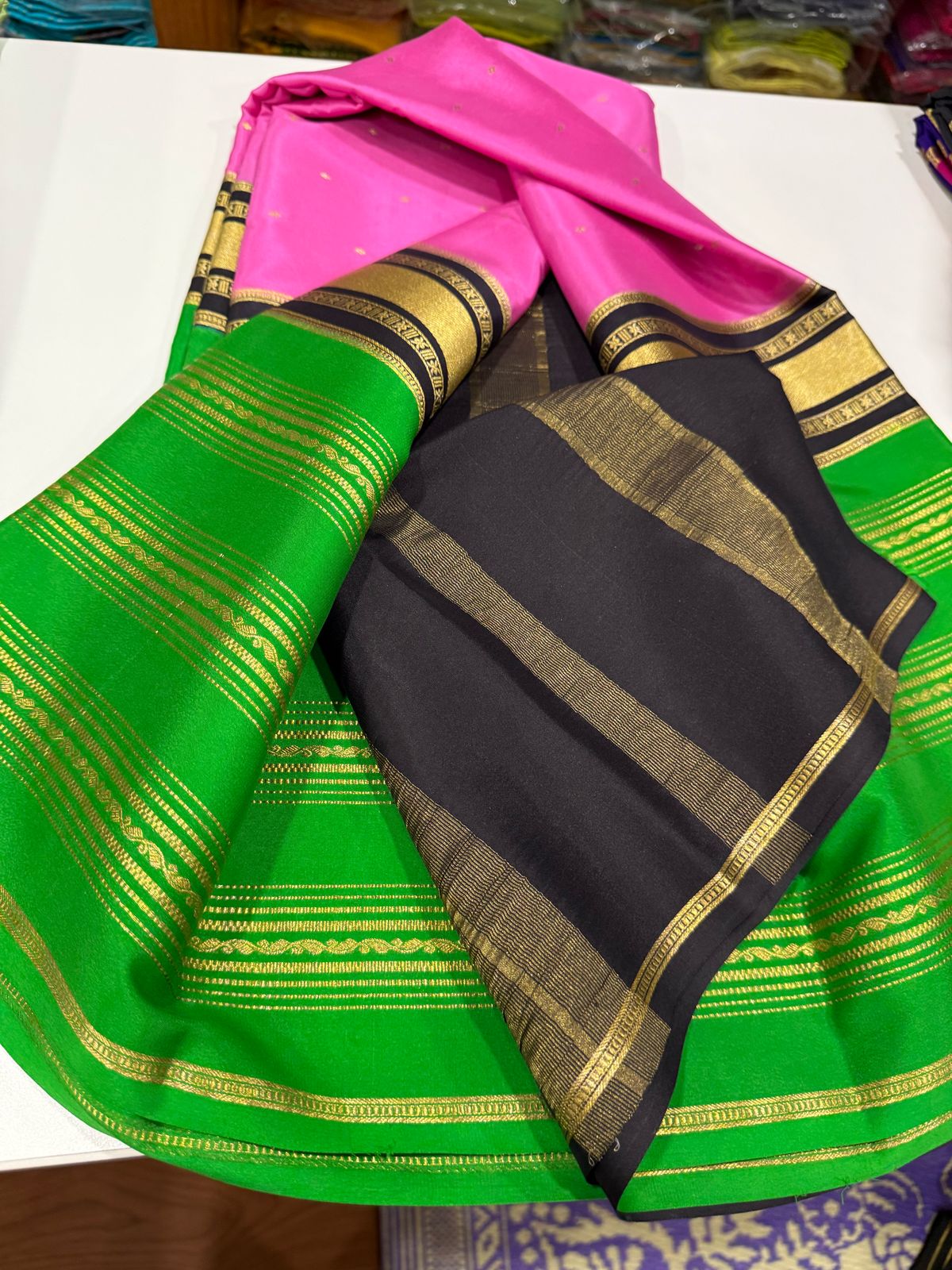 Pure Mysore Silk Zari Lined Saree