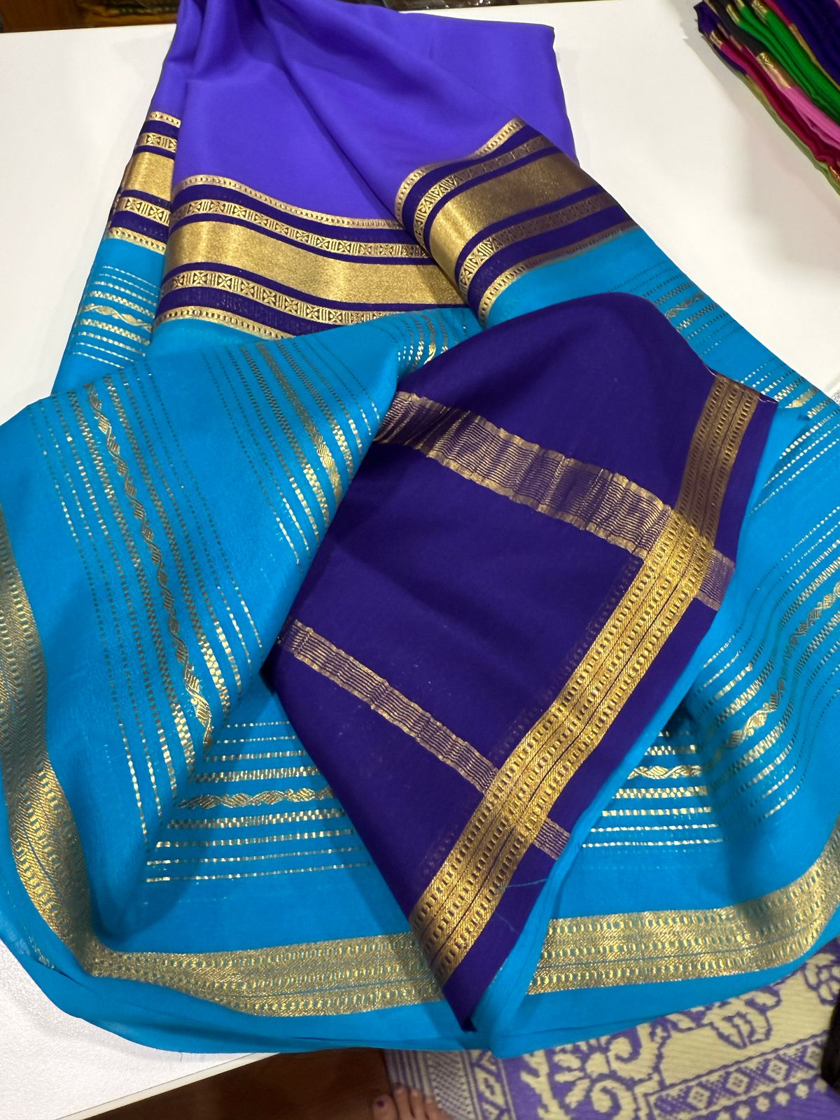 Pure Mysore Silk Zari Lined Saree