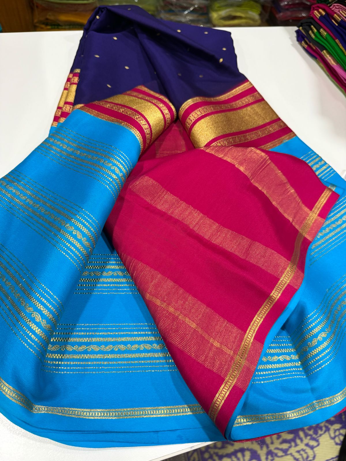 Pure Mysore Silk Zari Lined Saree