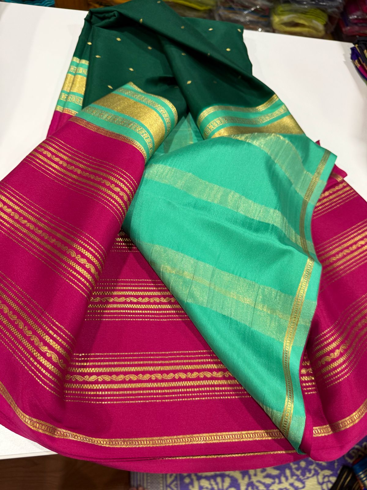 Pure Mysore Silk Zari Lined Saree
