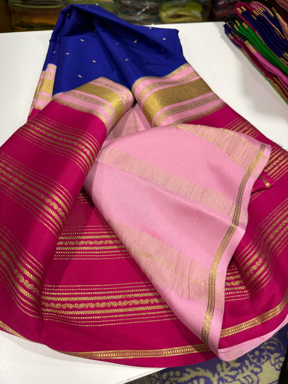 Pure Mysore Silk Zari Lined Saree