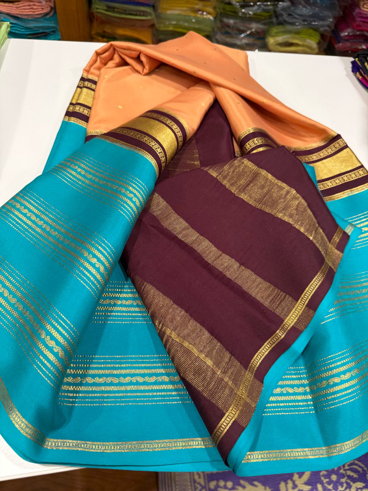 Pure Mysore Silk Zari Lined Saree
