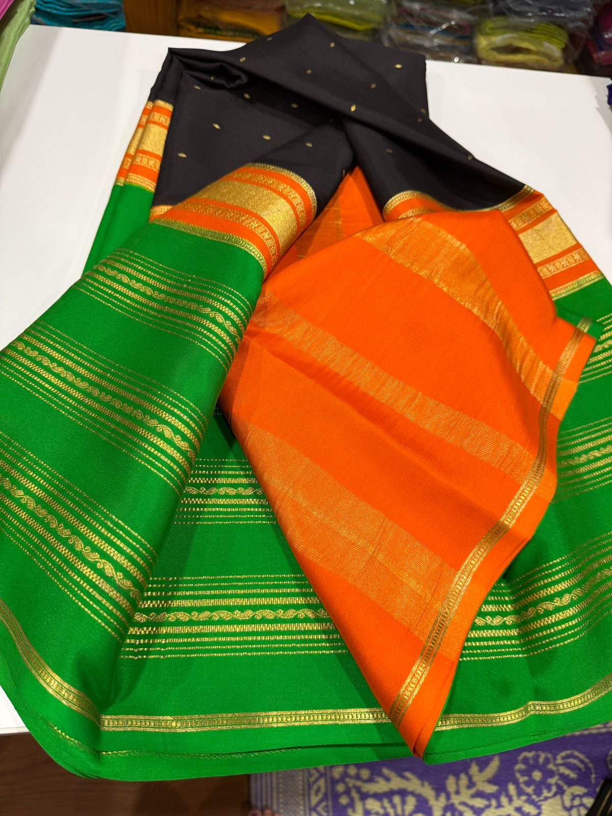 Pure Mysore Silk Zari Lined Saree