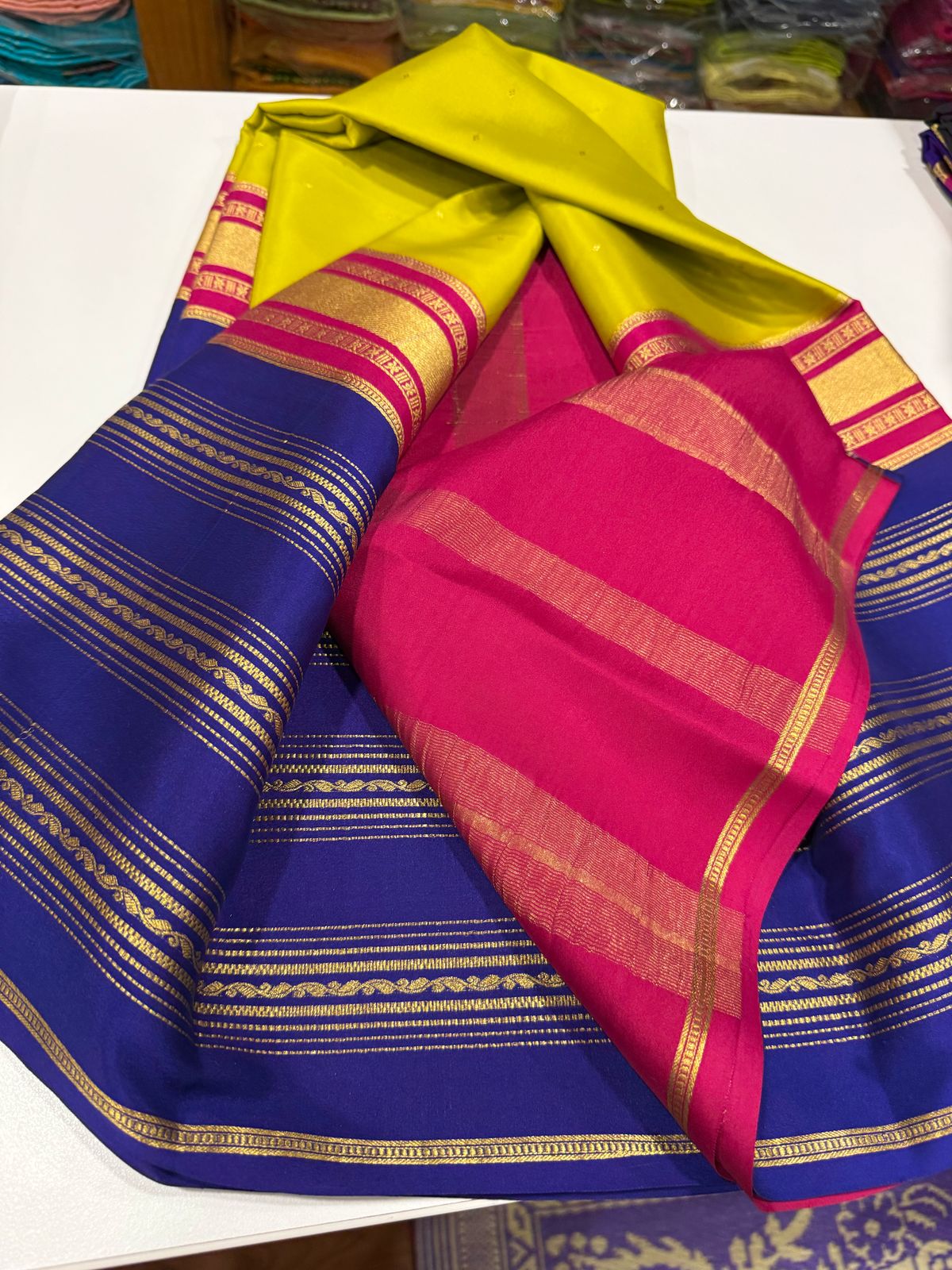 Pure Mysore Silk Zari Lined Saree