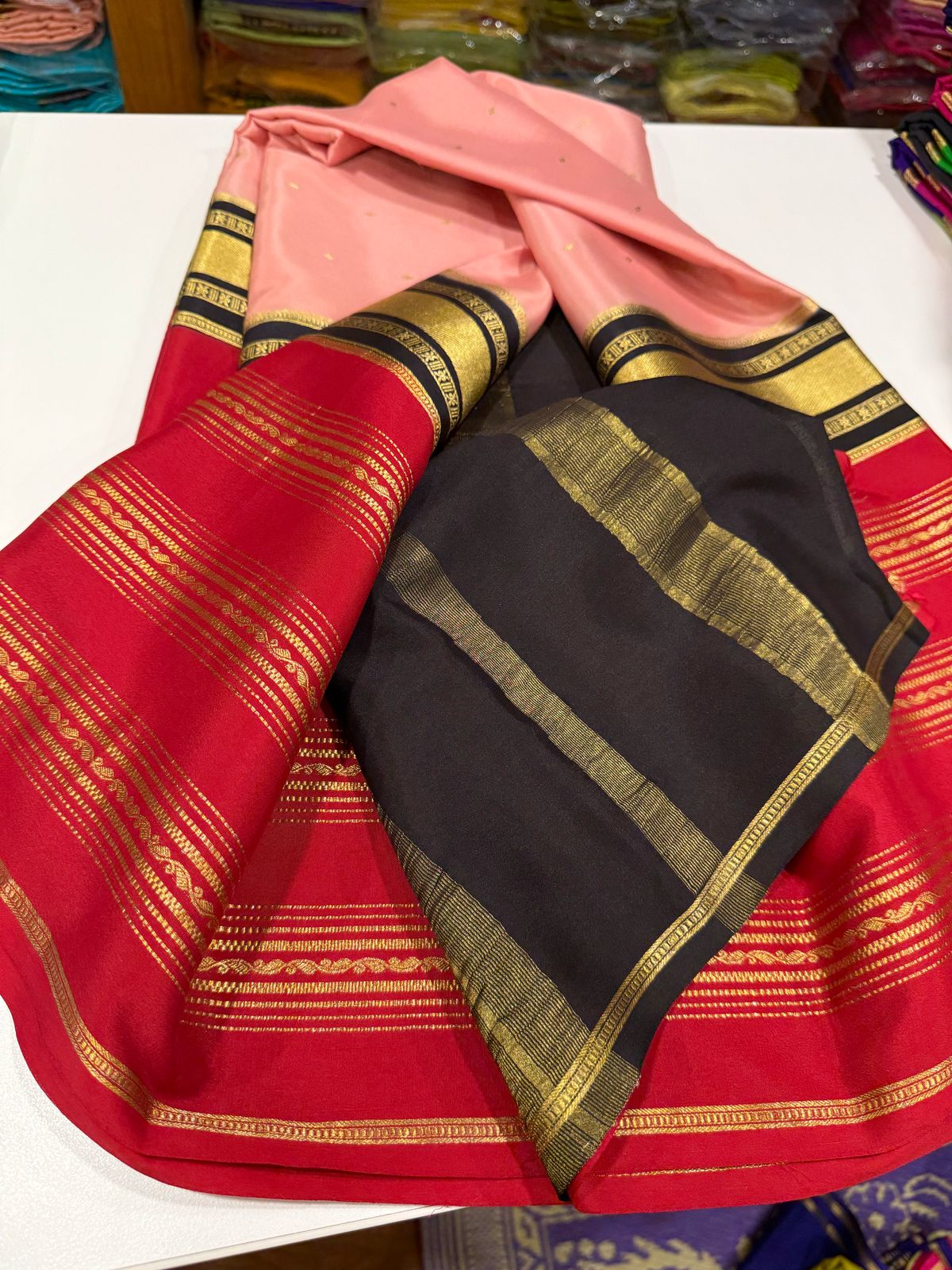 Pure Mysore Silk Zari Lined Saree