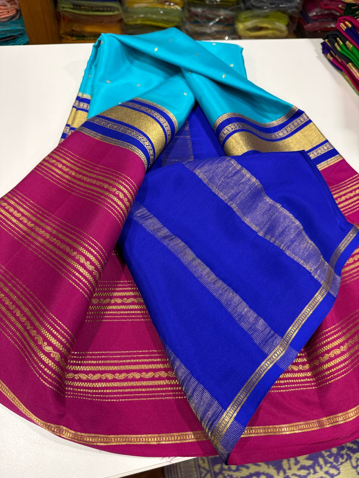 Pure Mysore Silk Zari Lined Saree