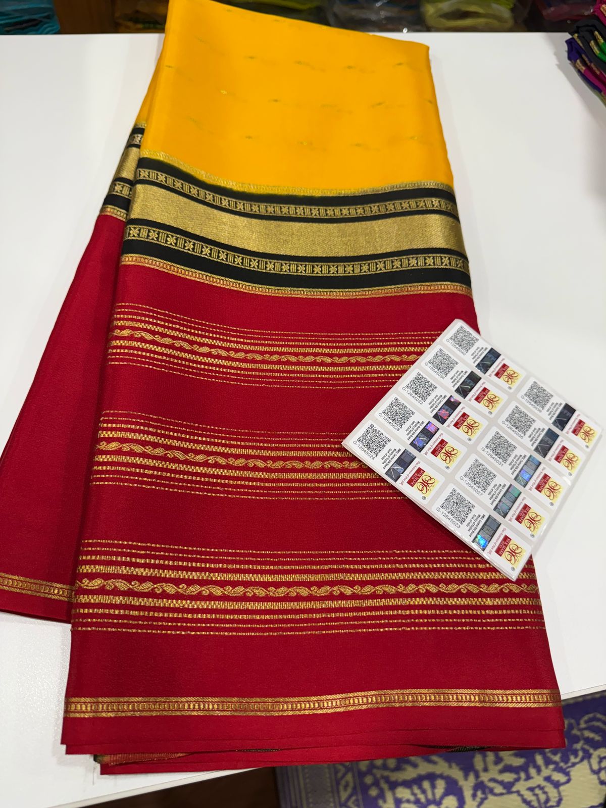 Pure Mysore Silk Zari Lined Saree