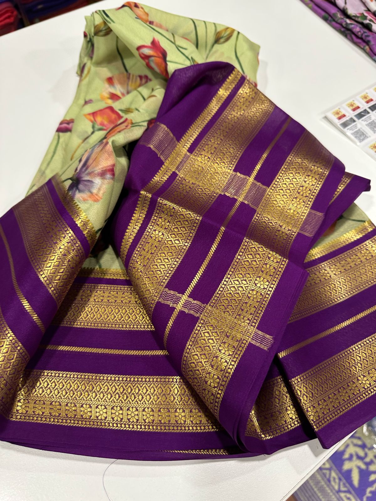 Authentic Pure Mysore Silk Digital Printed Saree