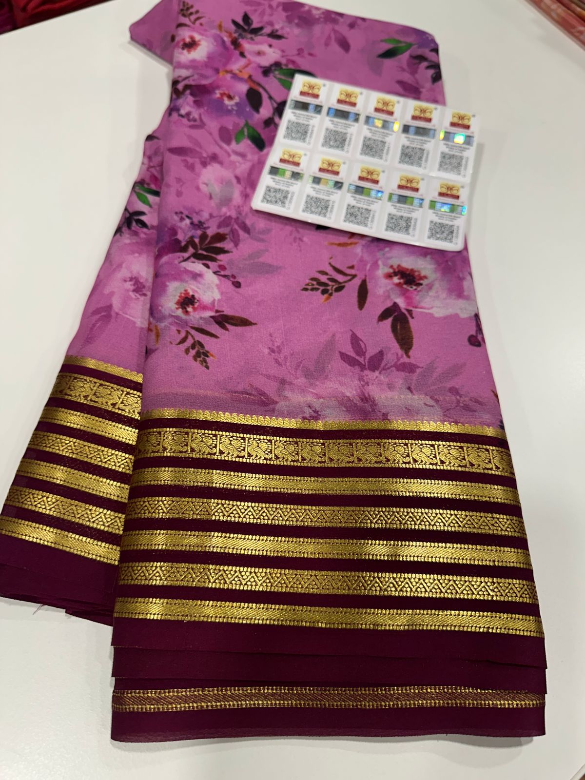 Authentic Pure Mysore Silk Digital Printed Saree