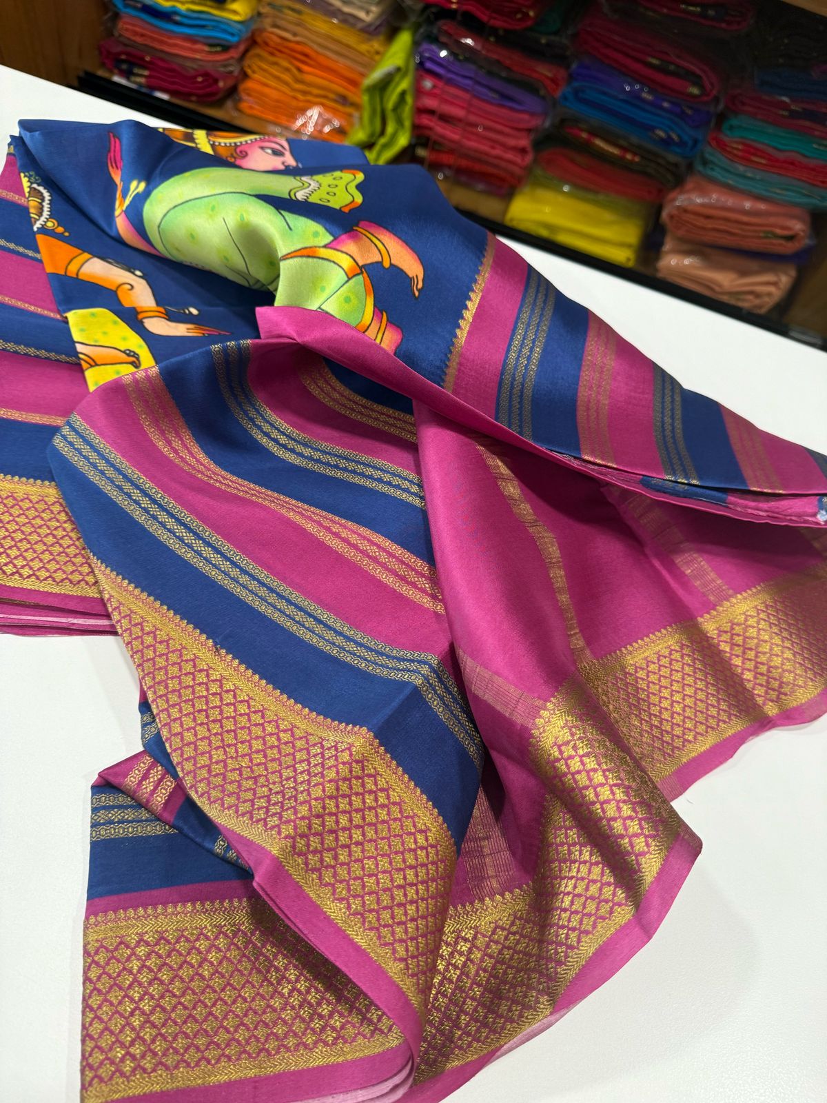 Pure Mysore Silk Doll Printed Saree