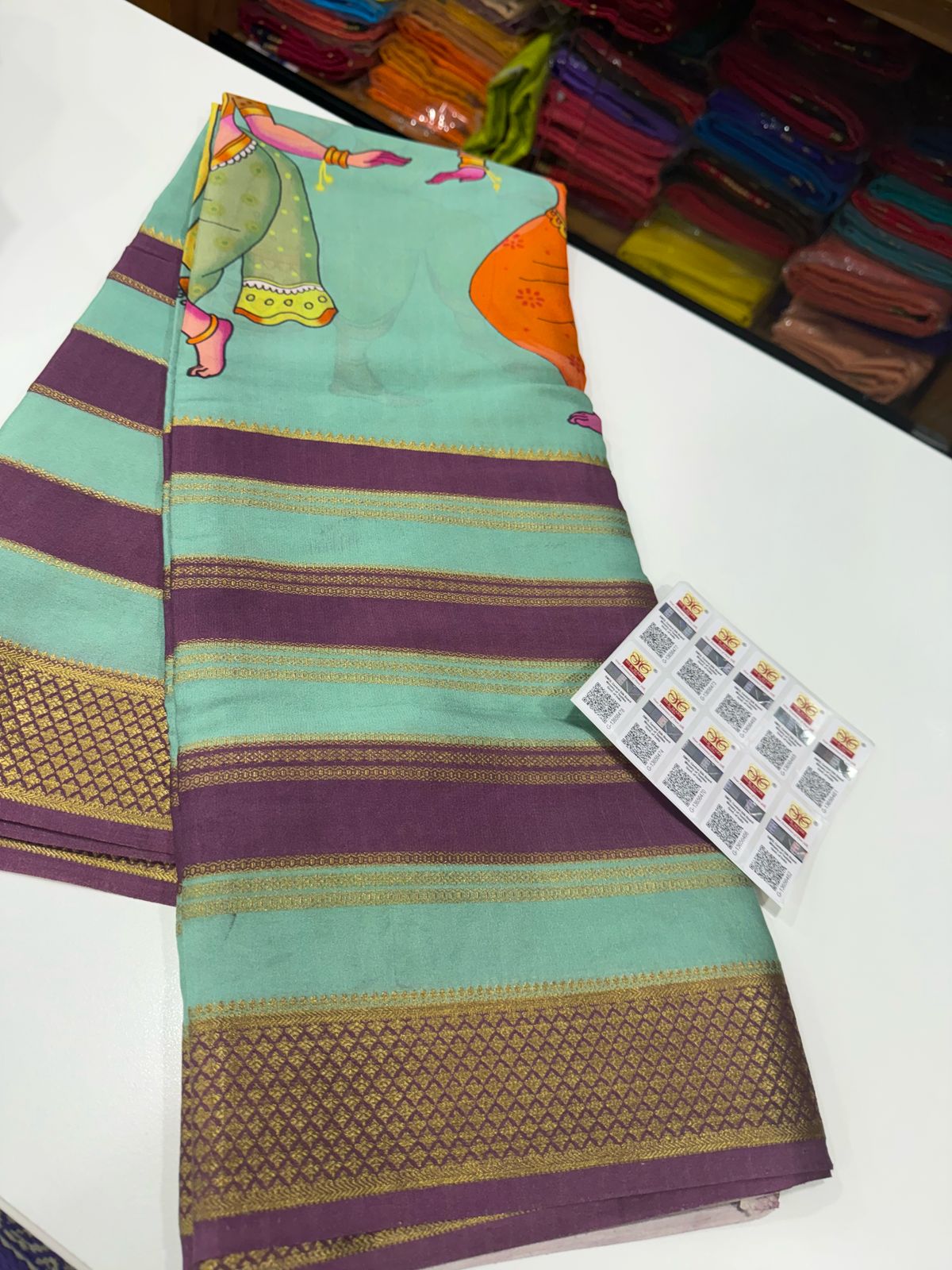 Pure Mysore Silk Doll Printed Saree