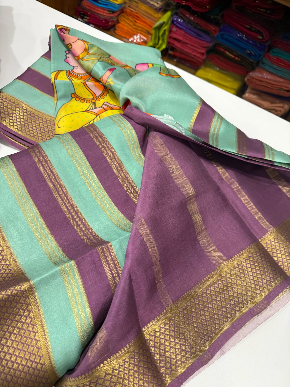 Pure Mysore Silk Doll Printed Saree