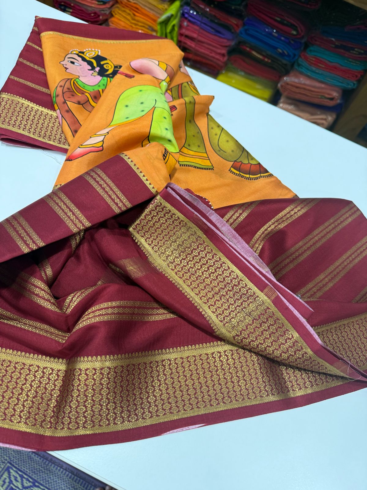 Pure Mysore Silk Doll Printed Saree