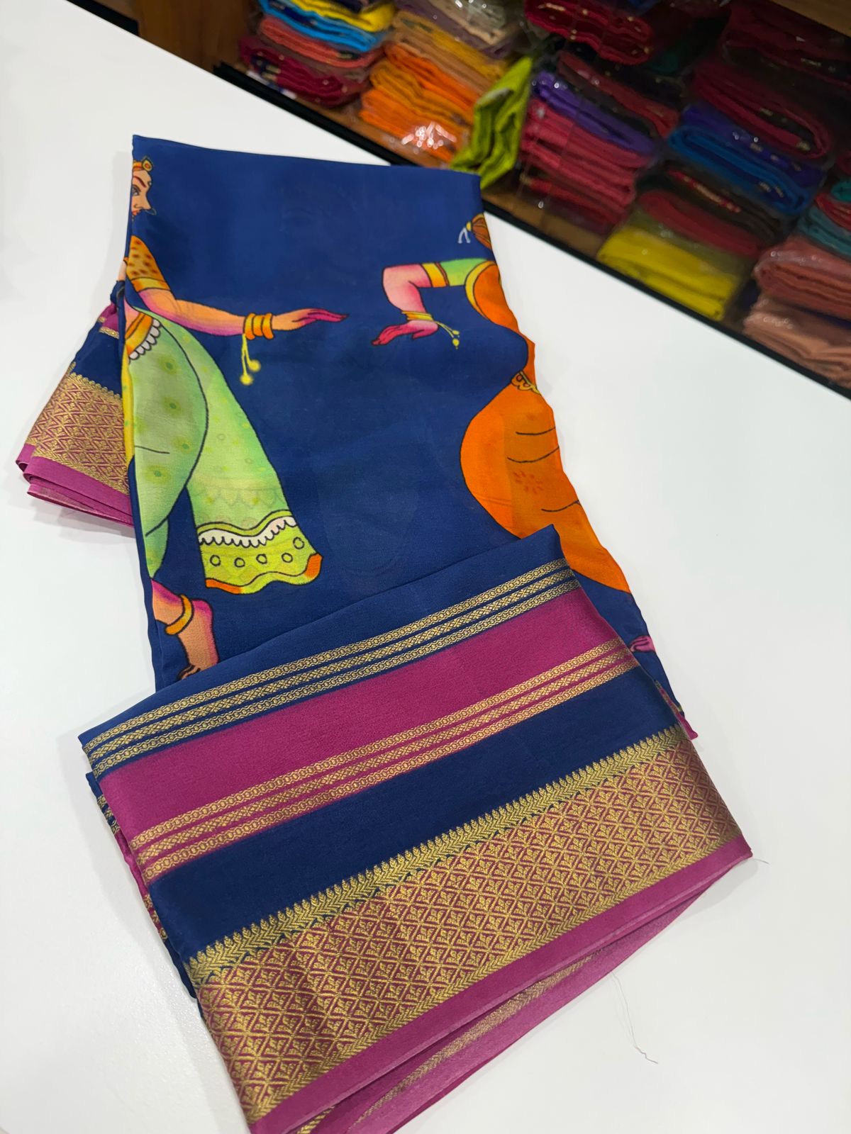 Pure Mysore Silk Doll Printed Saree