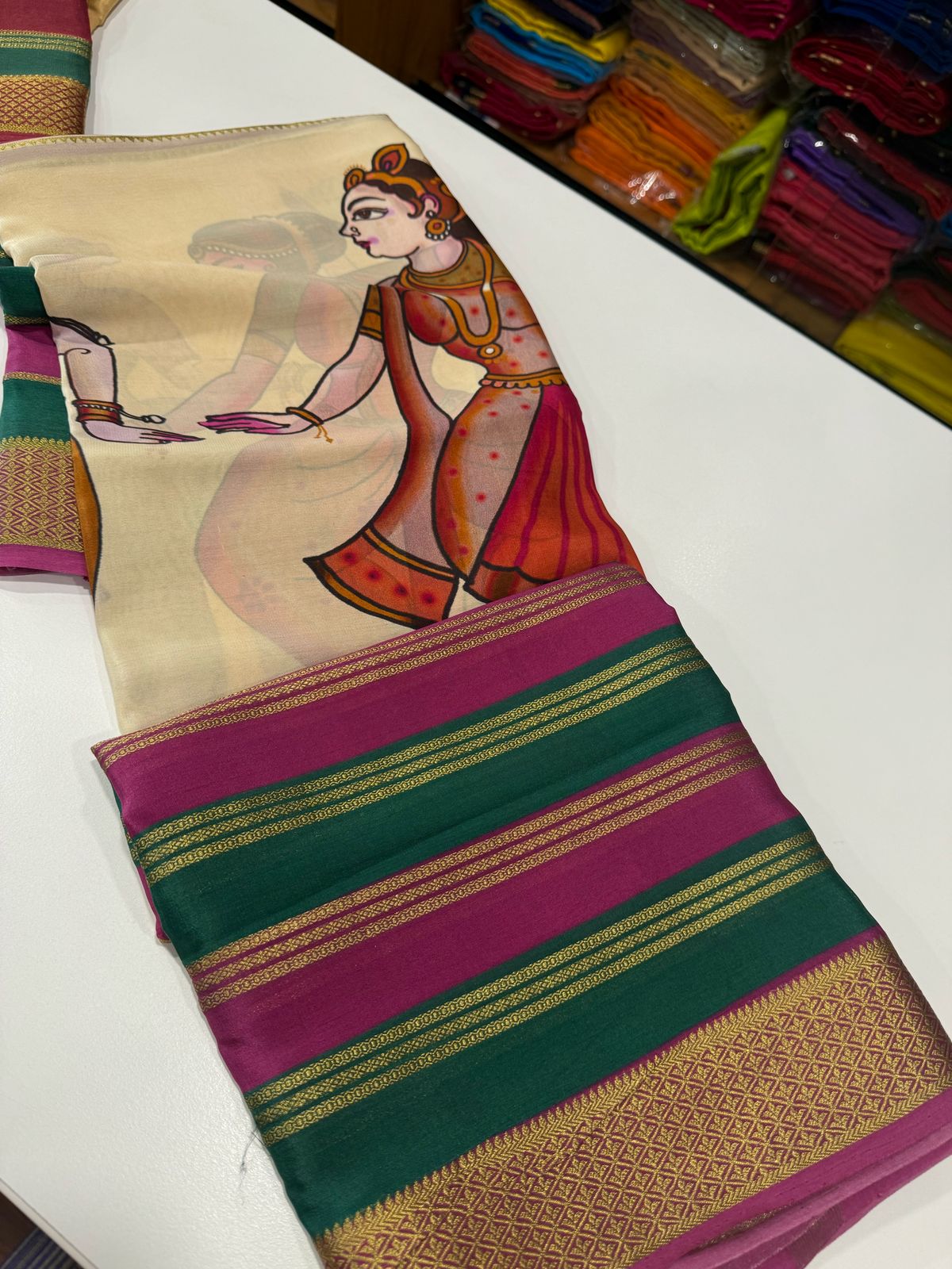 Pure Mysore Silk Doll Printed Saree