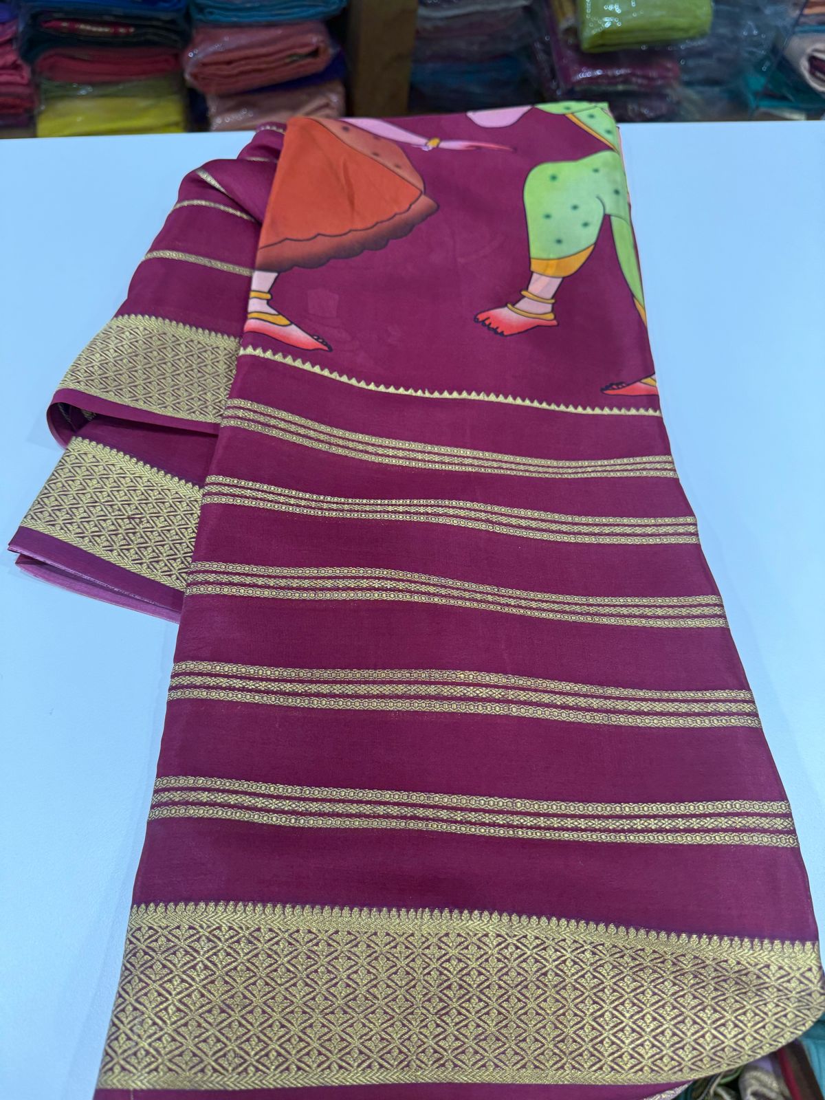 Pure Mysore Silk Doll Printed Saree