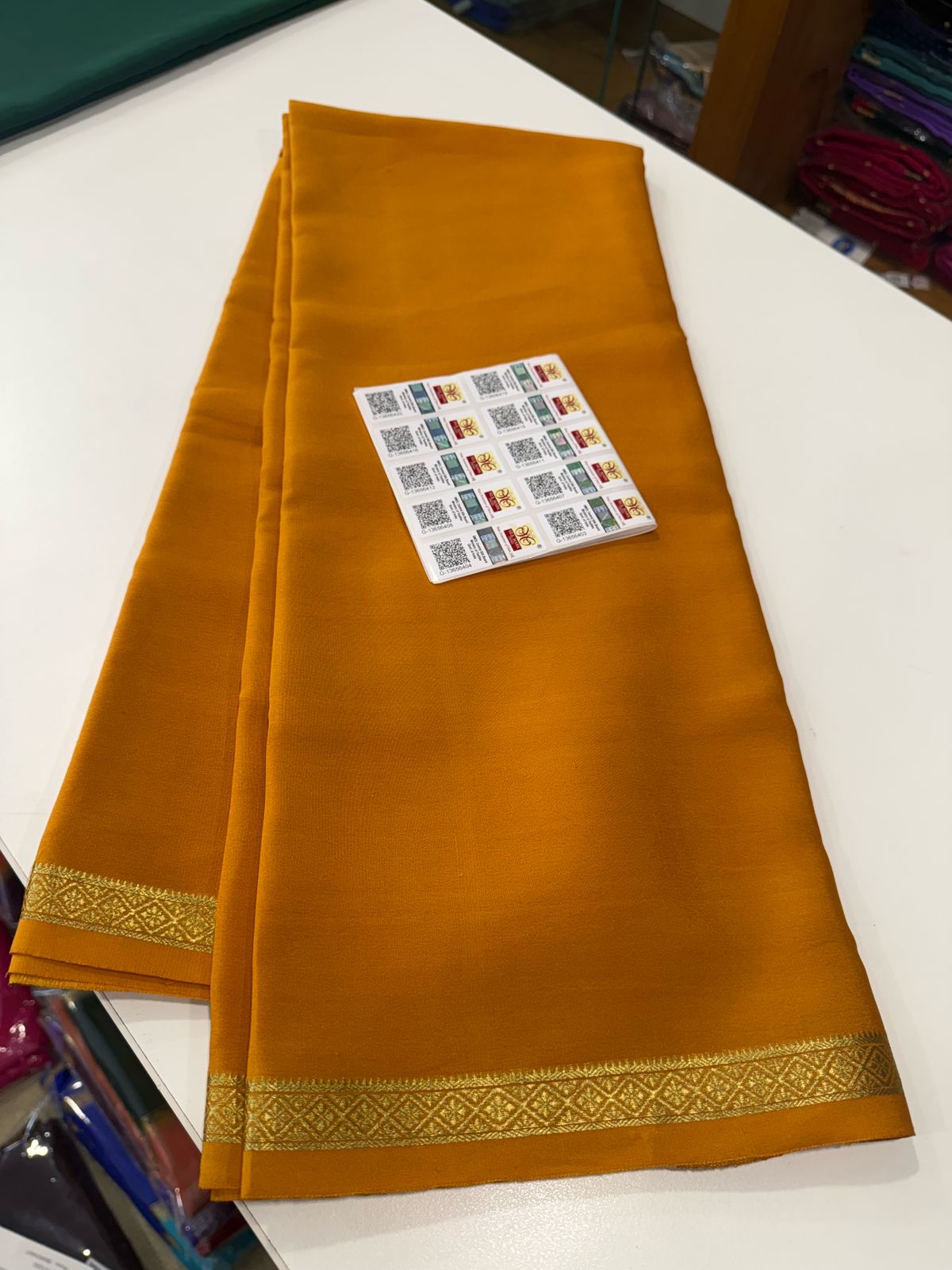Pure Mysore Silk Plain Saree with Contrast Border